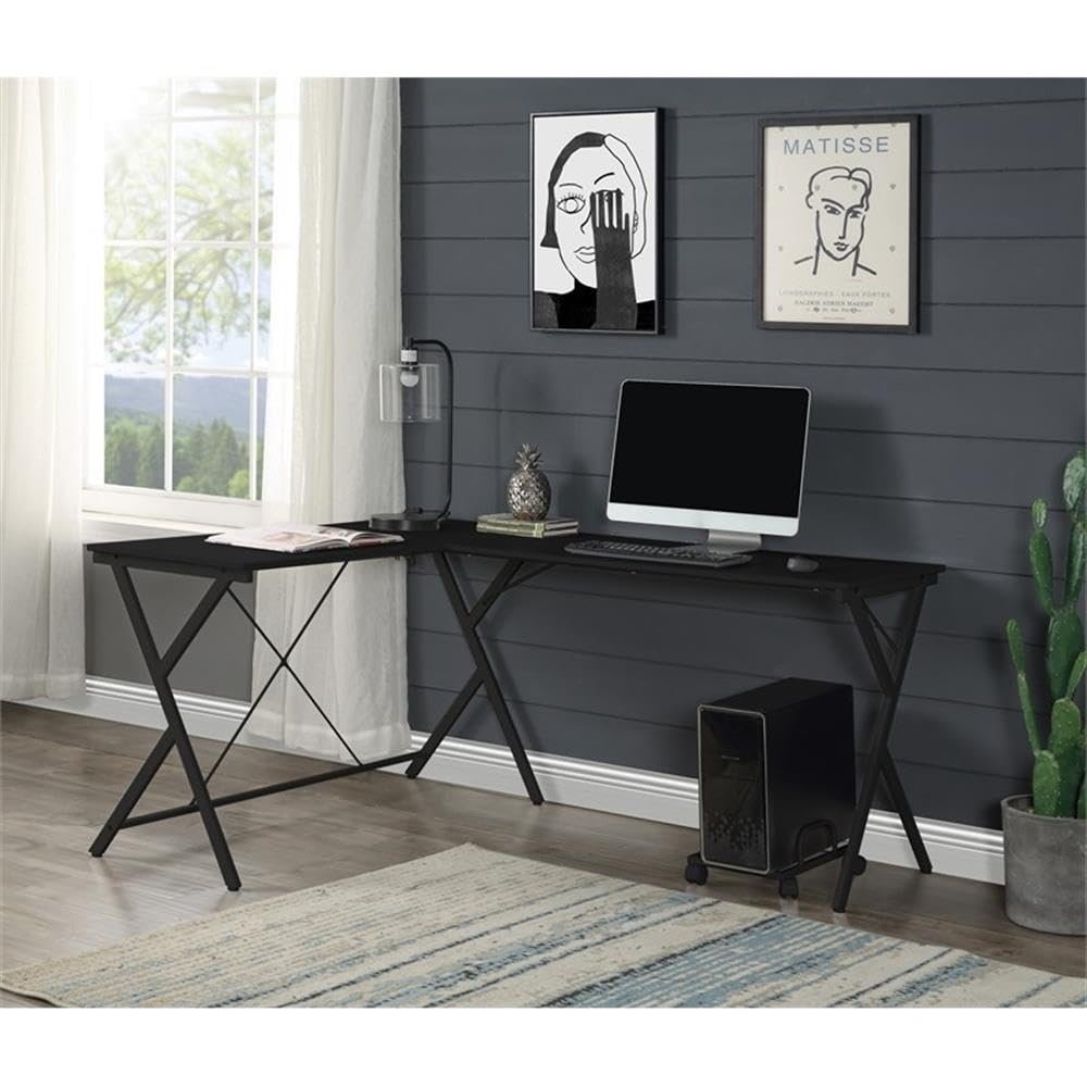 Acme Demas Wooden Computer Desk with Built-in Monitor Stand - White & Black Finish for Home Office, Gaming, and Study Spaces