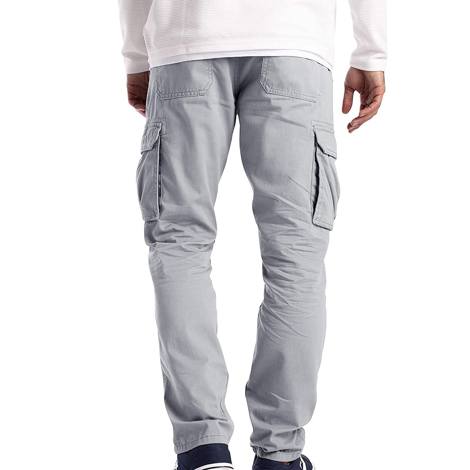 **Men's Stretch Waist Cargo Pants - 6-Pocket Work Trousers for Combat & Outdoor Activities | Durable & Comfortable for Hiking, Camping, and Daily Wear**