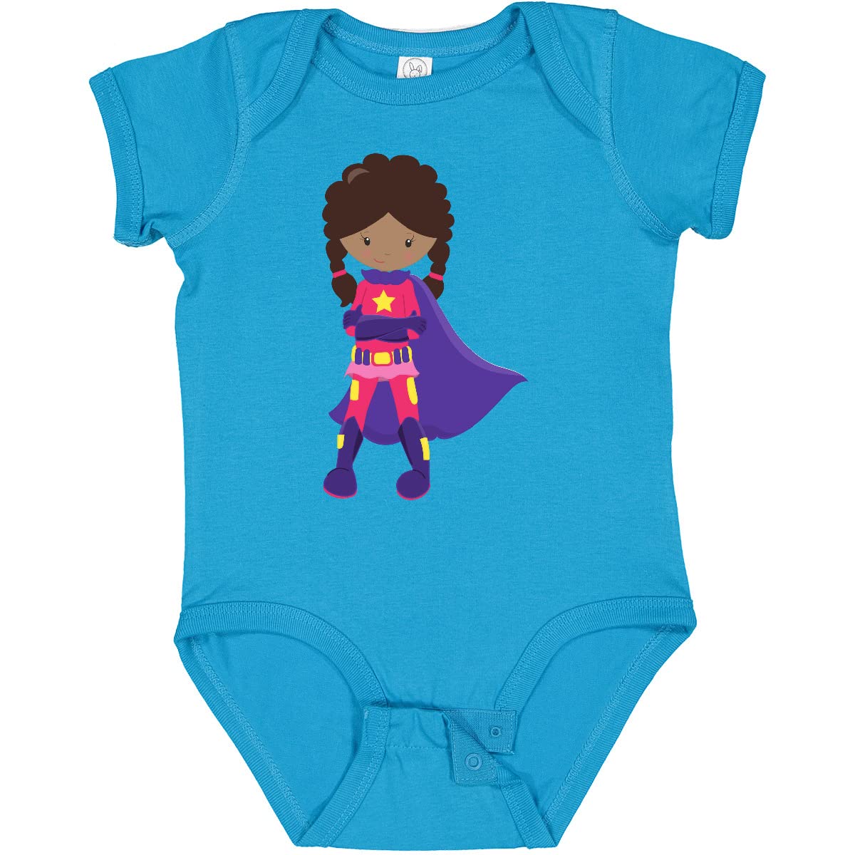 Inktastic African American Superhero Girl Cape Baby Bodysuit - Cute Superhero Outfit for Toddlers & Infants - Perfect for Dress Up, Birthday Parties & Photo Shoots