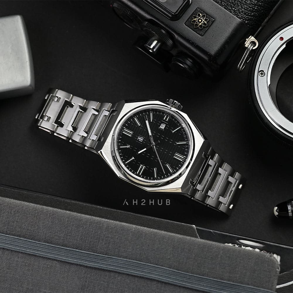 AG Collective Men's Watch - Black Dial & Silver Stainless Steel Strap (Model G 8048 S BK) | Stylish Dress Watch for Business, Formal Events & Everyday Wear