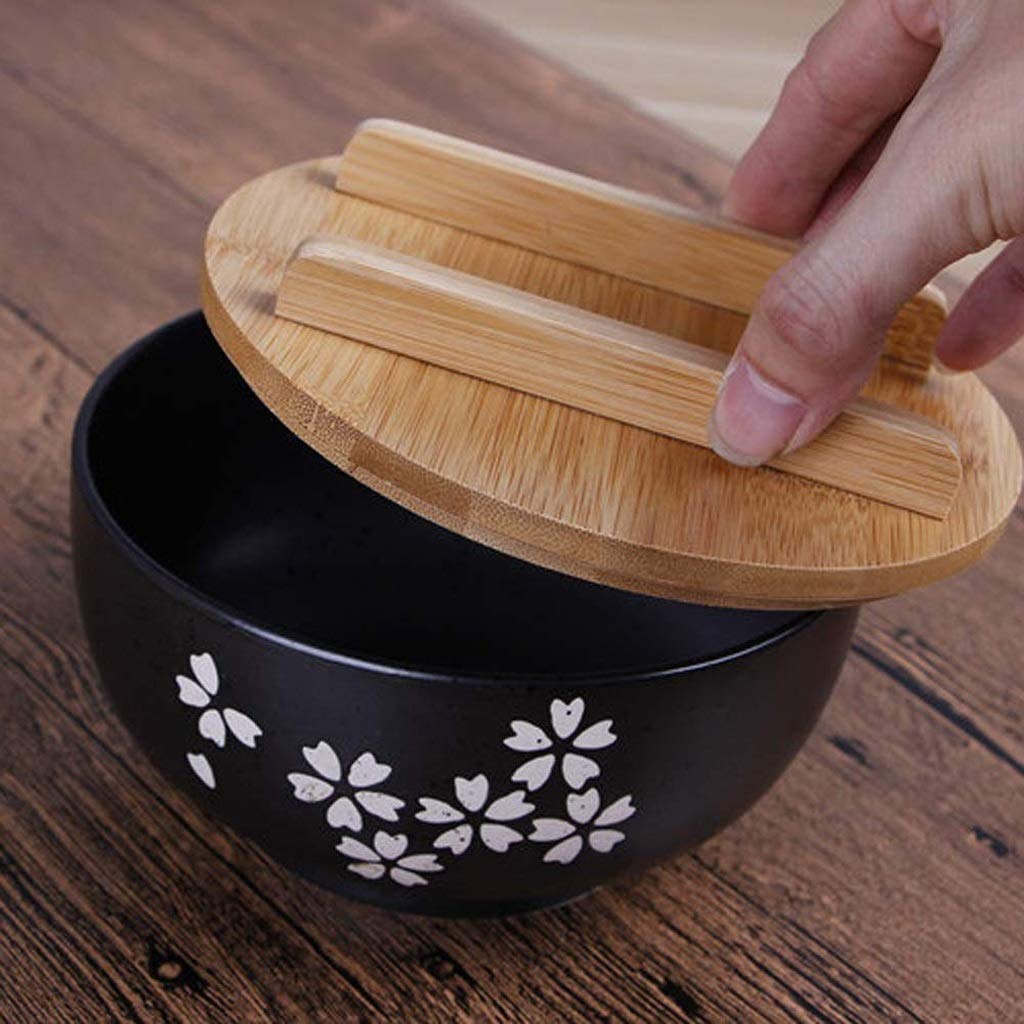Premium Japanese Black Ceramic Ramen Bowls - 8.5