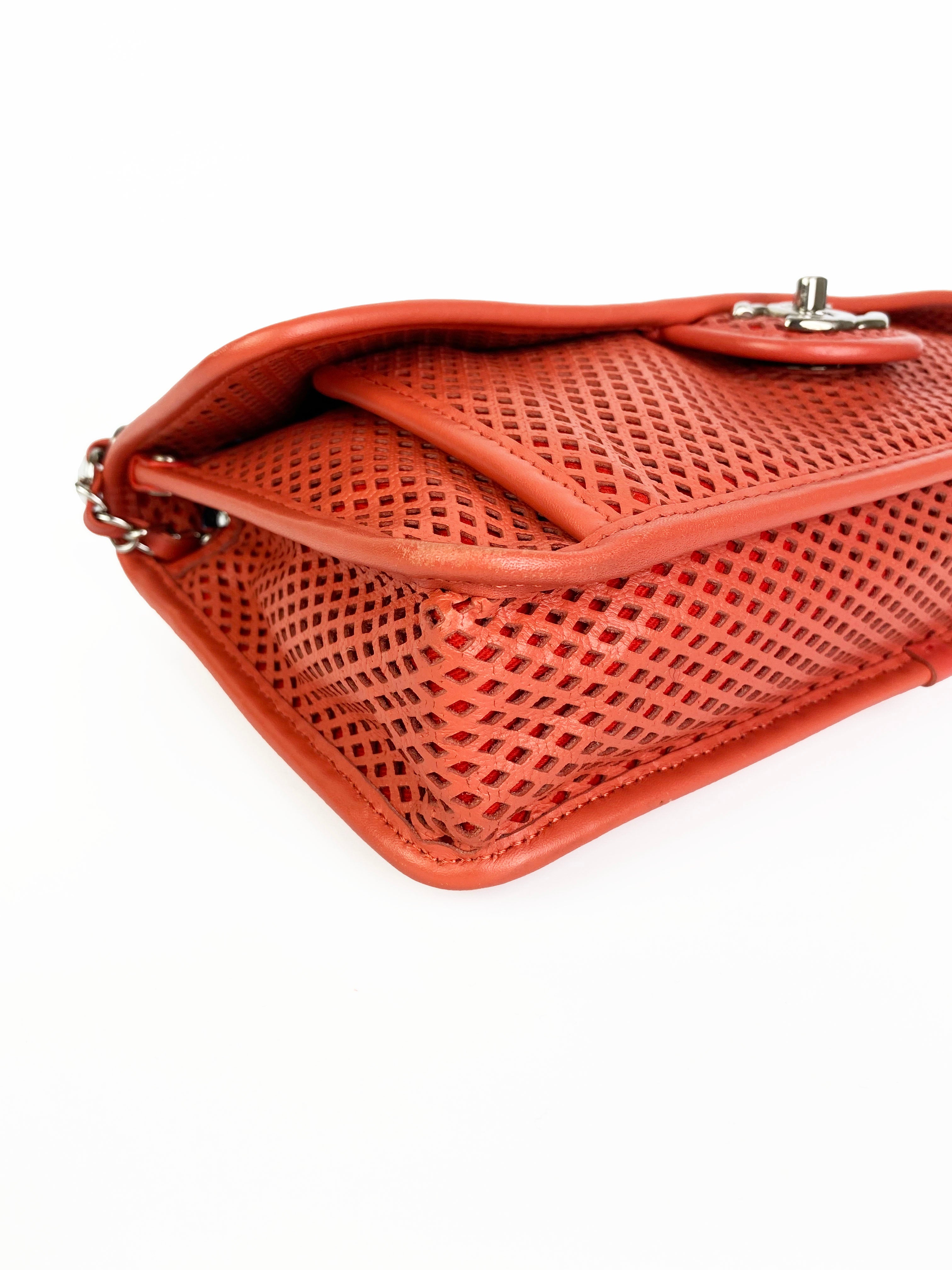 Chanel Medium Peach Perforated Classic Flap Bag - Luxury Designer Handbag for Women, Perfect for Parties, Weddings & Everyday Elegance