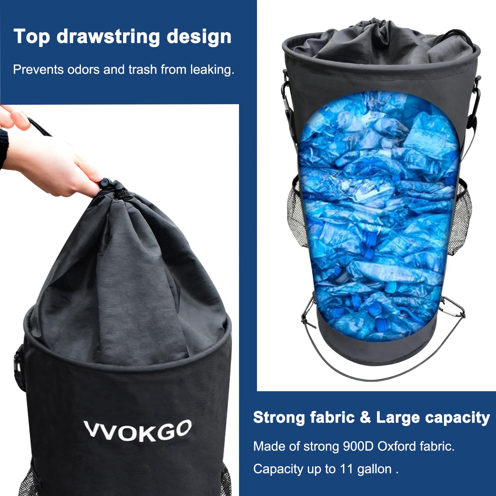 13 Gallon Collapsible Boat Trash Can with 50 Replacement Bags - 1000D Odor & Leak Proof Portable Garbage Storage for Pontoon Boats, Kayaks, RVs - Ideal for Fishing, Sandbar Trips & Marine Adventures