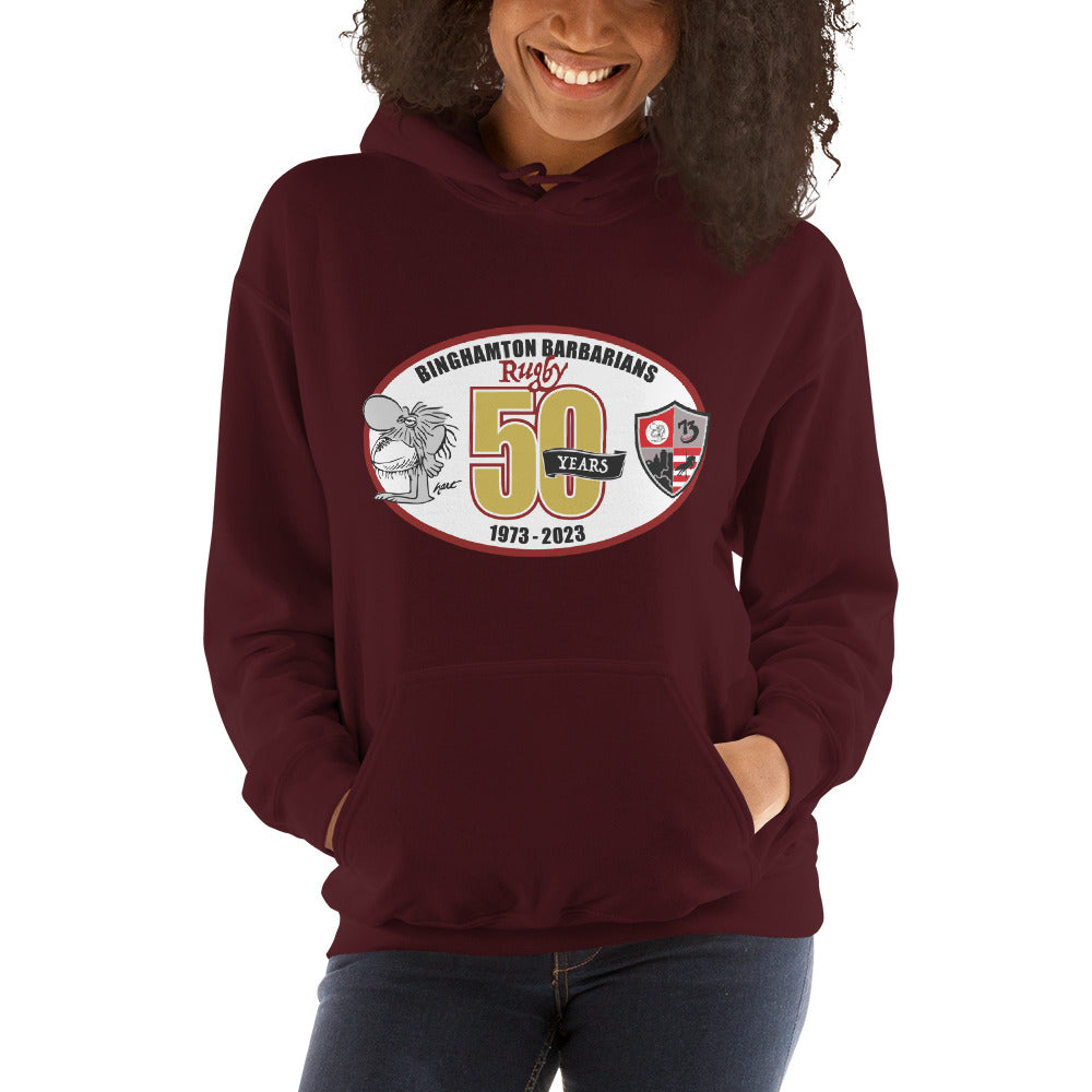 Binghamton Barbarians 50th Anniversary Heavy Blend Hooded Sweatshirt - Warm & Comfortable for College, Alumni Events & Casual Wear