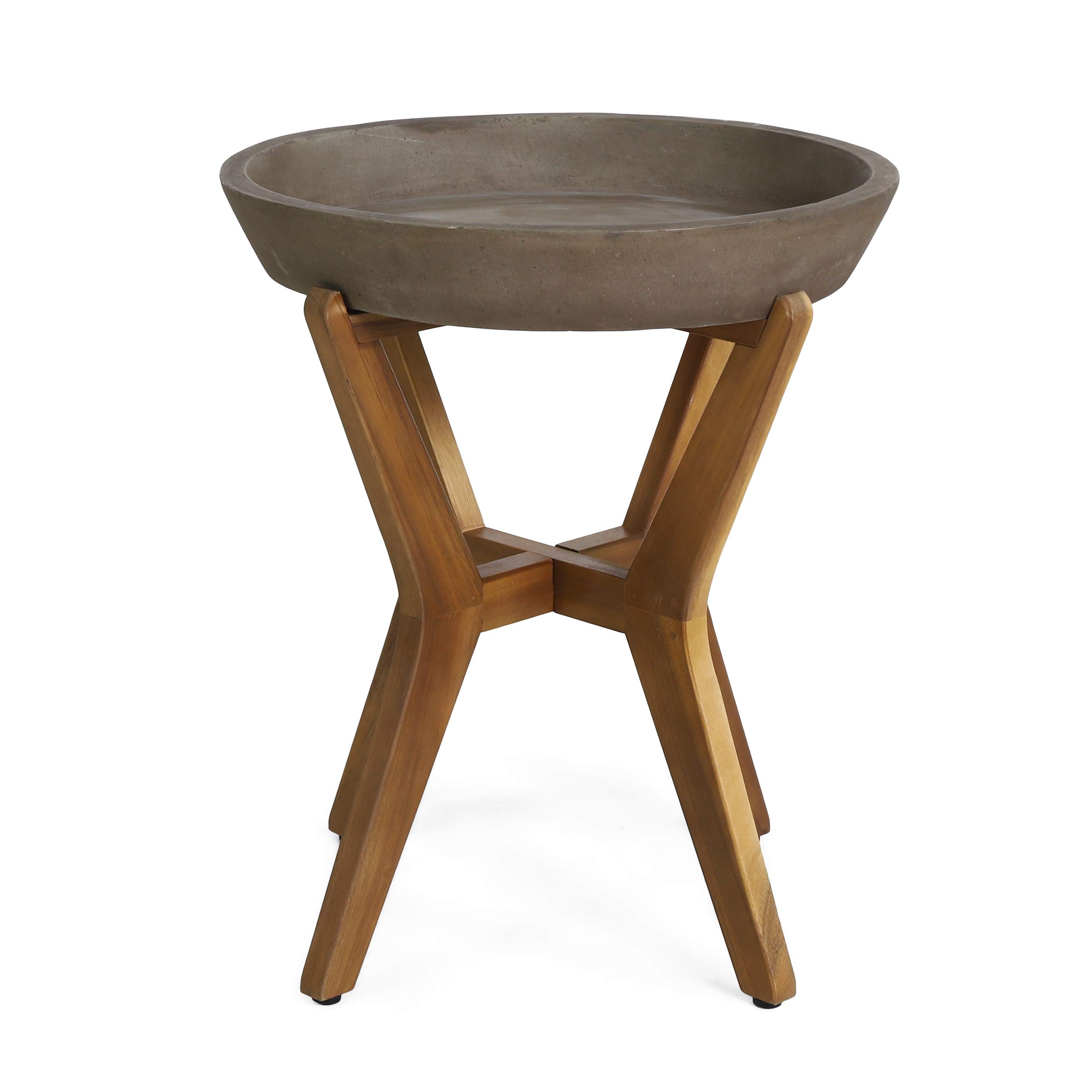 Christopher Knight Home Oprah Outdoor Side Table - Teak & Light Gray Accent Table for Patio, Garden, Poolside or Balcony Decor