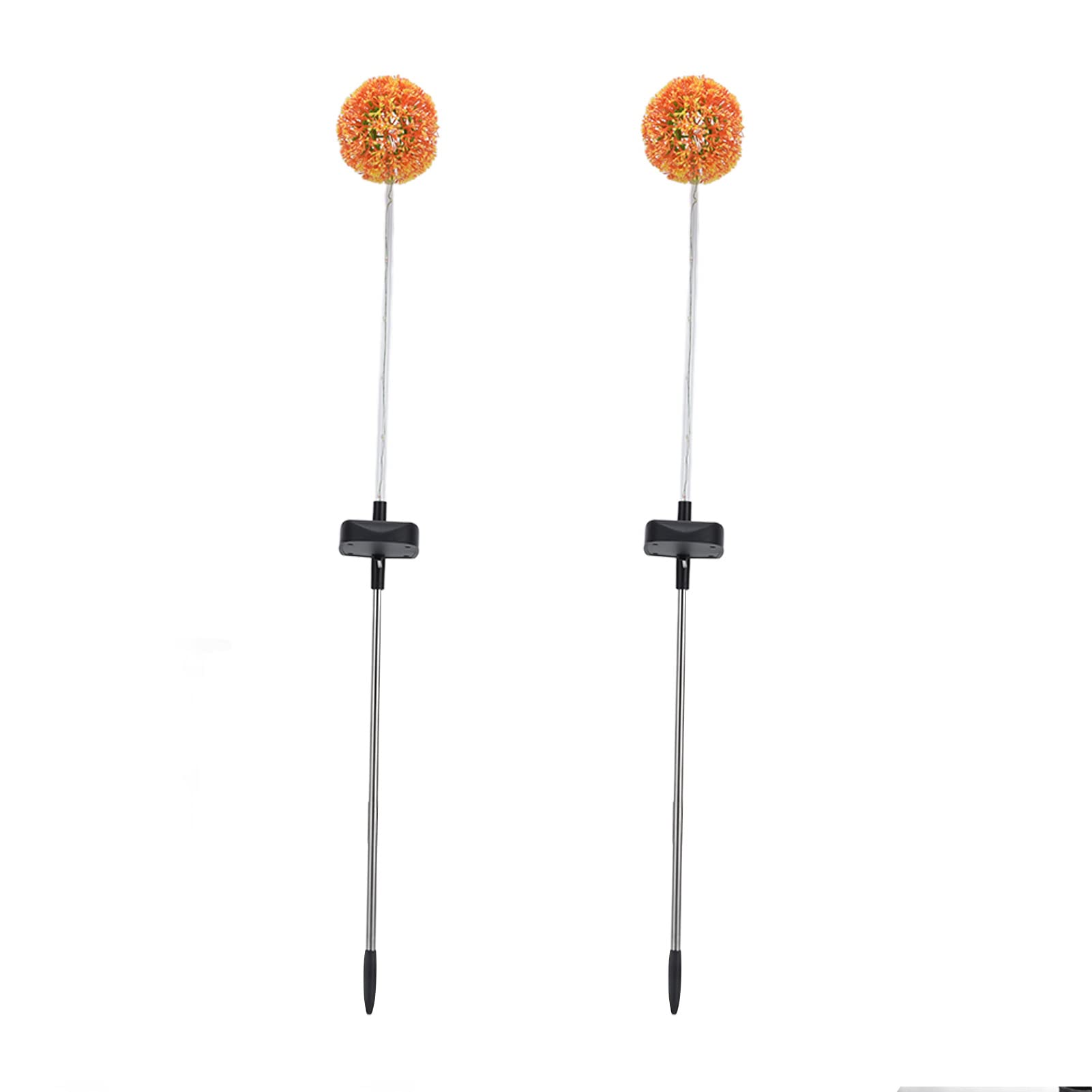 Alvinlite Solar Lights Outdoor - 2 Pack Colorful LED Dandelion Solar Landscape Lights for Garden, Patio, Yard, Courtyard (Orange) | Waterproof Solar Powered Decorative Lighting for Pathways, Lawn, Backyard & Landscape Design