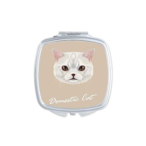 DIYthinker White Cat Pet Mirror - Portable Compact Double-Sided Makeup Mirror for Travel, Home & Purse (Ideal for Cosmetics, Touch-ups & Grooming)