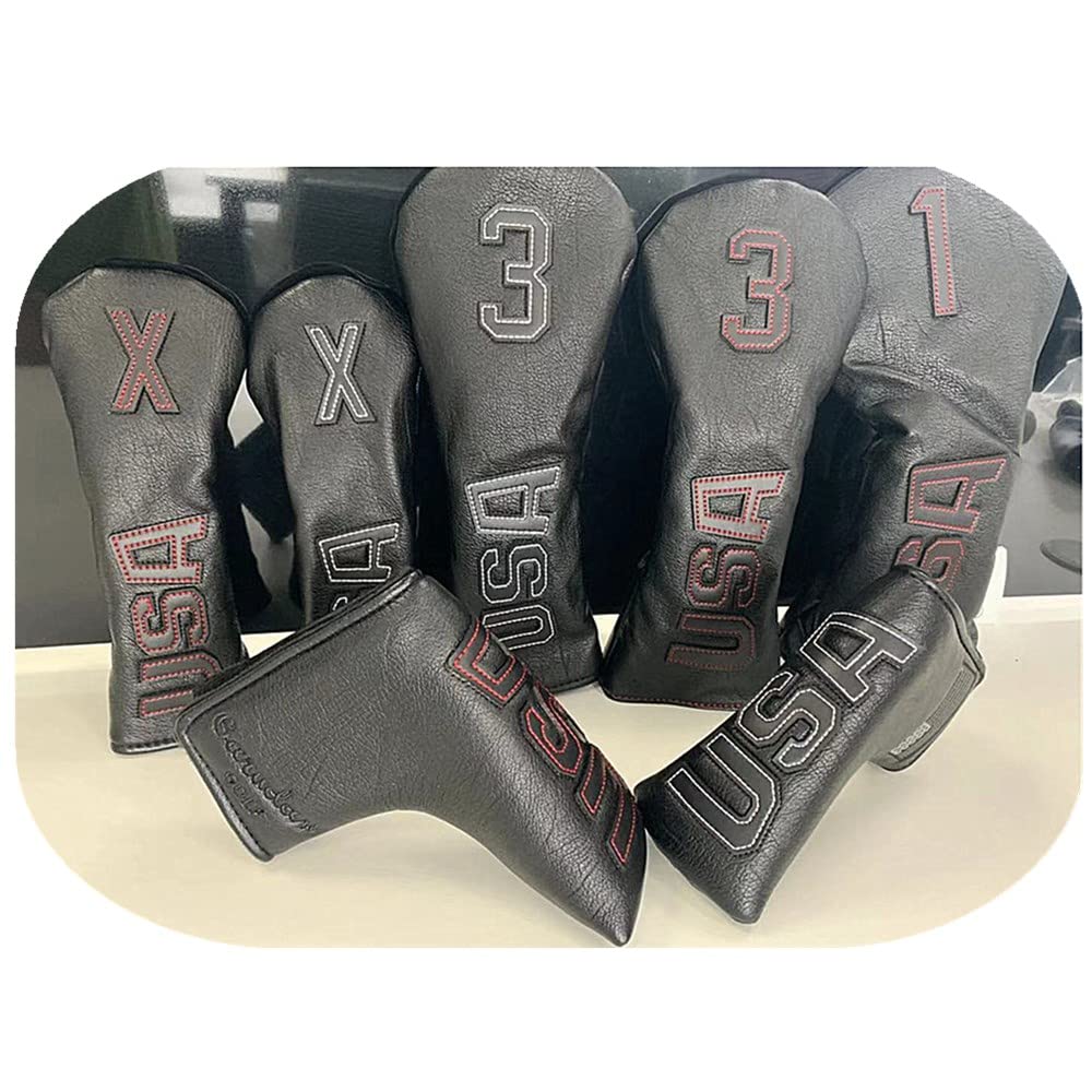 Premium Golf Driver & Fairway Wood Headcovers - Thick Synthetic Leather Protection for TaylorMade, Titleist & Callaway Clubs | Durable USA-Made Rescue Black Design | Perfect for Course Play & Club Protection During Travel