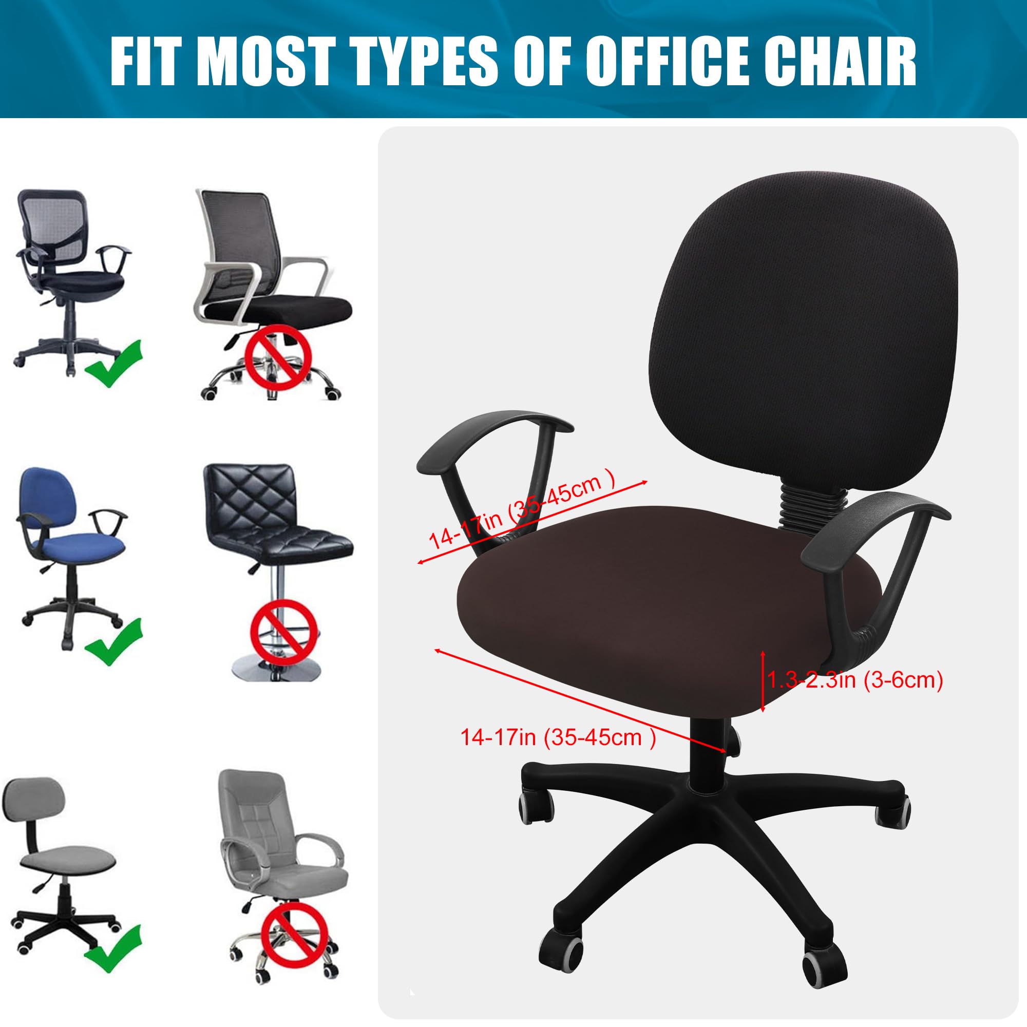 Stretchy Office Chair Cover - Universal Fit, Washable - for Home & Office Use