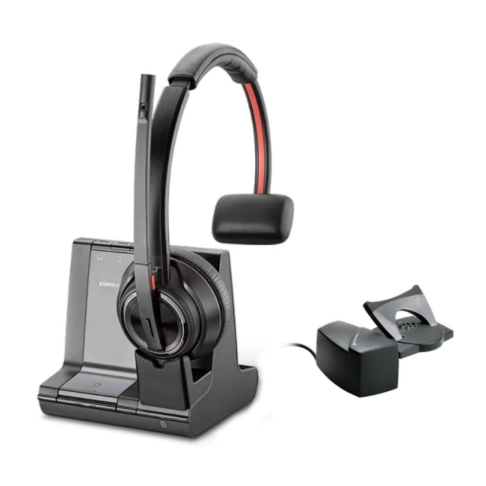 Plantronics Savi 8210 Wireless DECT Single-Ear Headset for Office - Compatible with Deskphone, PC & Mac - Microsoft Teams & Zoom Certified - Noise Canceling Mic (Renewed) - Perfect for Remote Work, Call Centers & Business Communications