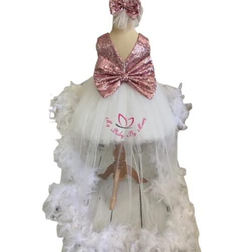 Pink Floral Baby Girl Tutu Dress - Elegant Sleeveless High-Low Gown for 1st Birthday, Special Occasions & Weddings | Toddler Party Outfit, Holiday Fancy Dress, Maxi Tutu Skirt for Photo Shoots & Celebrations