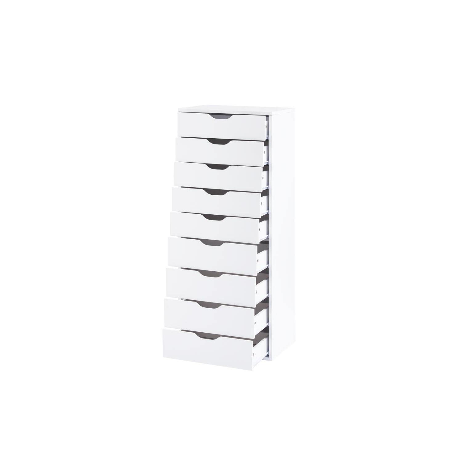 Naomi Home Office Wooden Lateral File Cabinet - 9-Drawer Storage Cabinet for Documents & Files, White - Perfect for Home Office Organization & Workspace Storage
