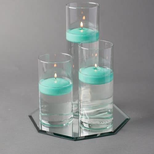 Eastland Octagon Mirror and Cylinder Vases Centerpiece Set with Richland Floating Candles - 48 Piece (10