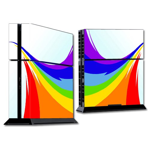 MightySkins Custom Skin Wrap Sticker for Sony PlayStation 4 (PS4) Console - Rainbow Flood Design | Protective Decal Cover for Gaming Setup & Personalization