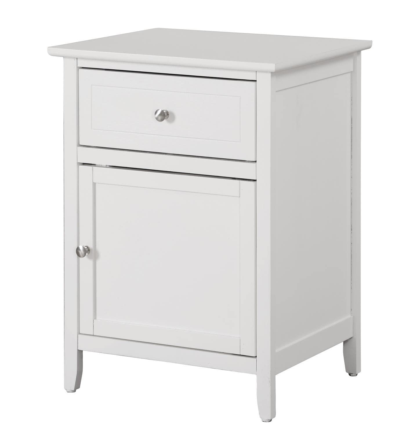 Modern White Nightstand with Drawer - 25