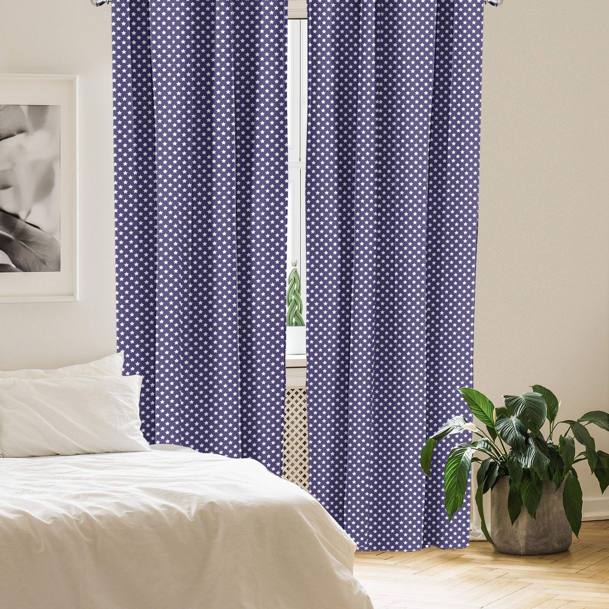 Ambesonne Navy Blue Star USA Flag Patriotic Curtains - 2 Panel Set (28