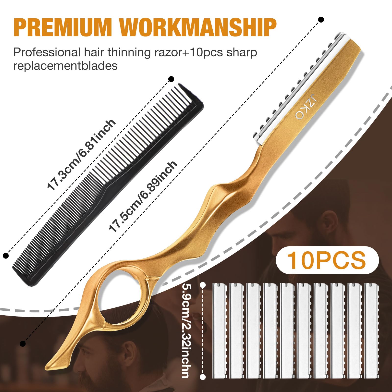 12pcs Professional Hair Thinning Razors for Styling & Texturizing - 6.89