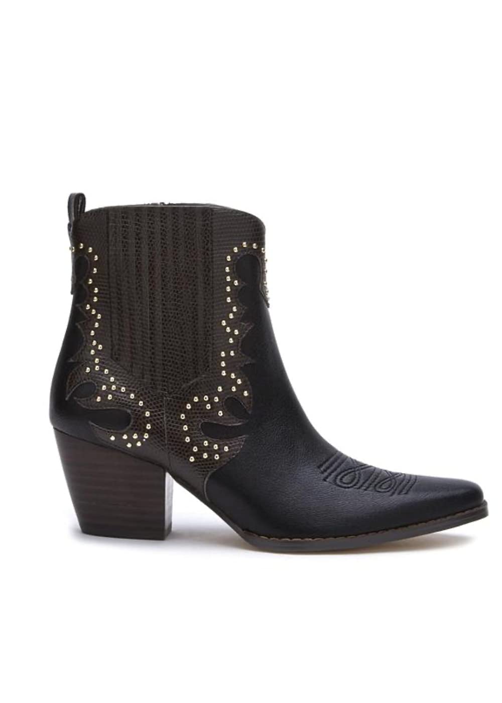 Eliza Black Studded Western Cowboy Ankle Boots for Women - Stylish Punk Rock Fashion Booties for Concerts, Parties & Night Out