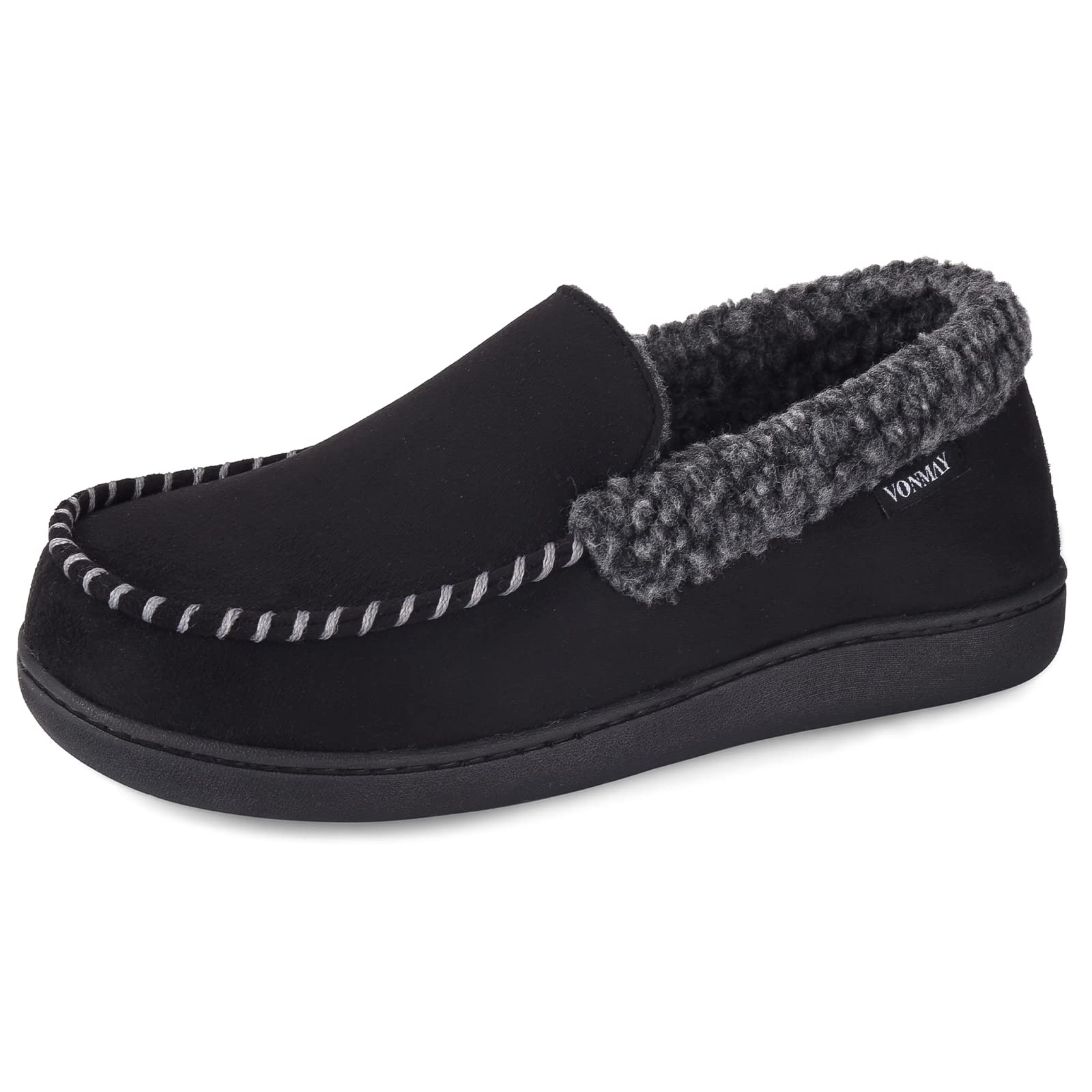 Men's Moccasin Slippers - Soft Fleece Lined House Shoes with Memory Foam for Indoor & Outdoor Comfort - Perfect for Lounging at Home, Running Errands or Traveling
