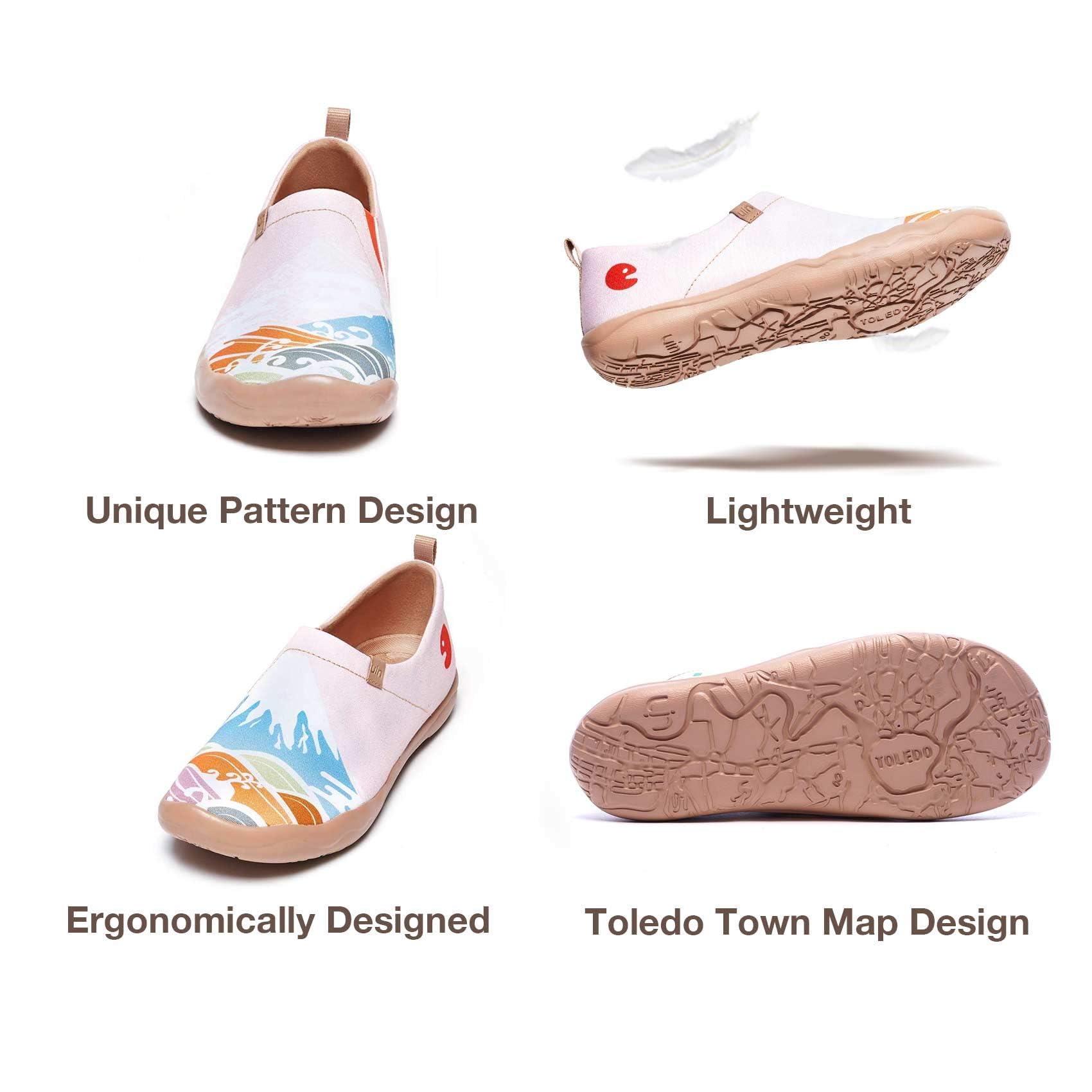 UIN Women's Art Travel Slip-On Loafers - Lightweight Breathable Casual Flats for Walking, Comfortable Slip On Shoes for Women - Perfect for Travel, Work & Everyday Wear