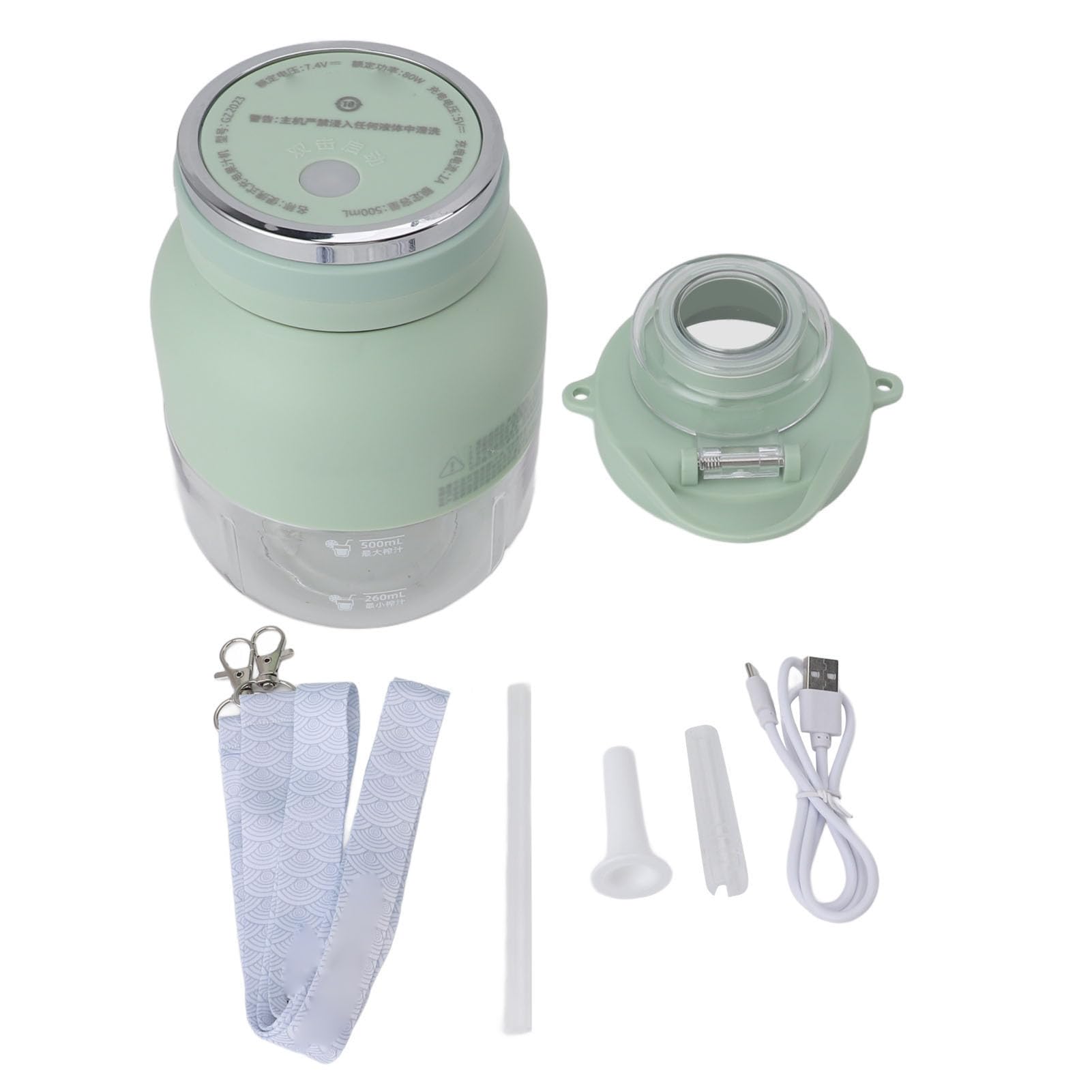 Portable Electric Citrus Juicer - Wireless USB Rechargeable, High Heat Resistant with Safety Lock - Perfect for Road Trips, Picnics & Outdoor Adventures (Light Green) - Compact Travel Juicer for Fresh Juice On-The-Go