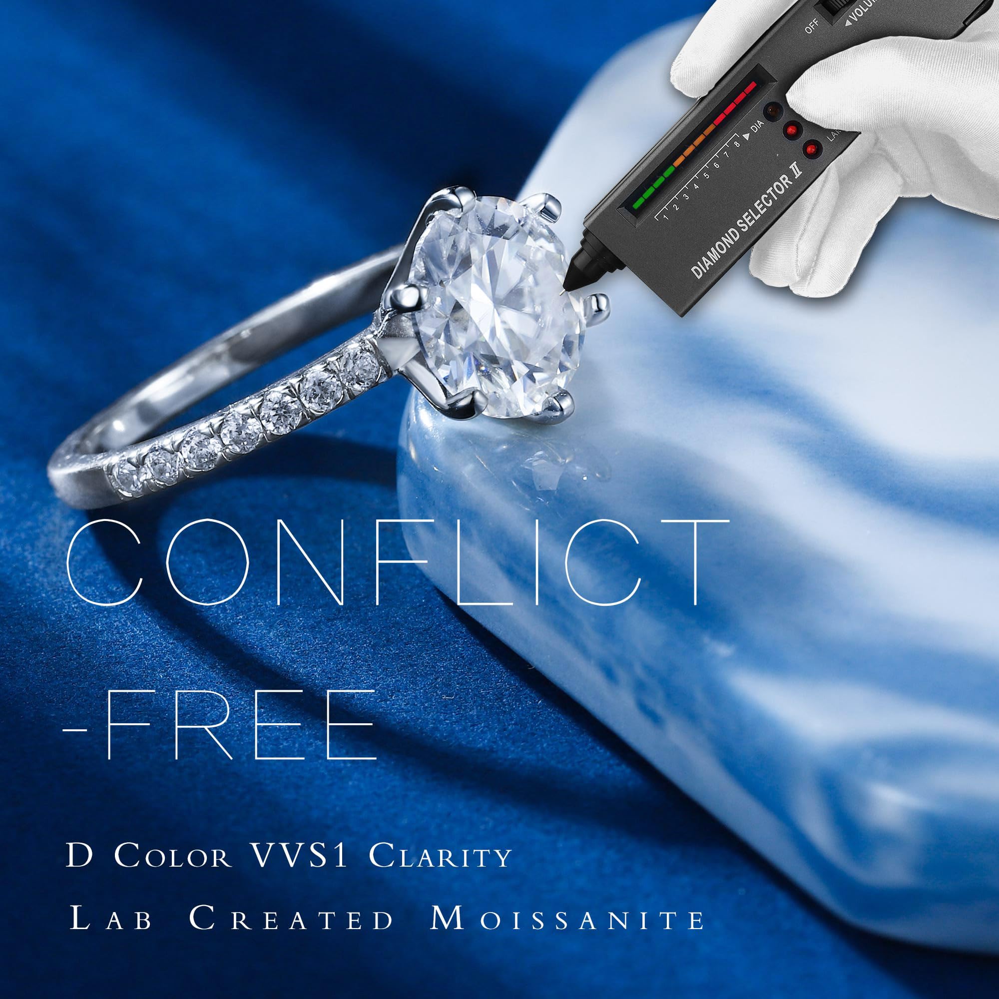 3CT Moissanite Engagement Ring for Women - D Color VVS1 Clarity Lab Created Diamond Alternative, 925 Sterling Silver & 14K White Gold Plated, 6-Prong Prong Setting, Perfect Wedding Proposal Gift & Anniversary Jewelry (Ideal for Bridal Shower, Valentine's Day & Special Occasions)