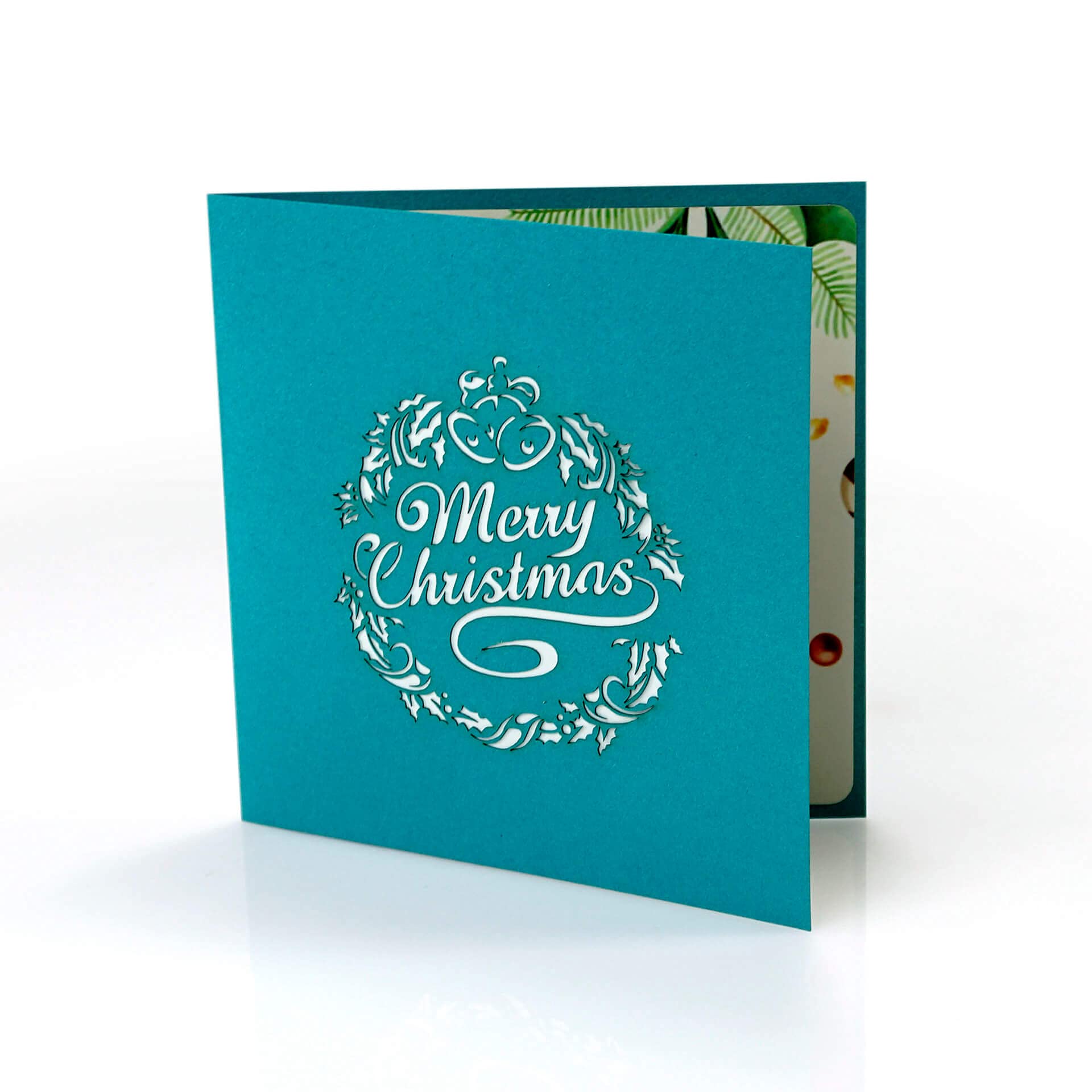 3D Pop Up Christmas Card with Holiday Wreath & Santa Claus - Festive Xmas Greeting Card for Holiday Gifts - Perfect for Office Exchanges, Family Celebrations and Seasonal Decorations