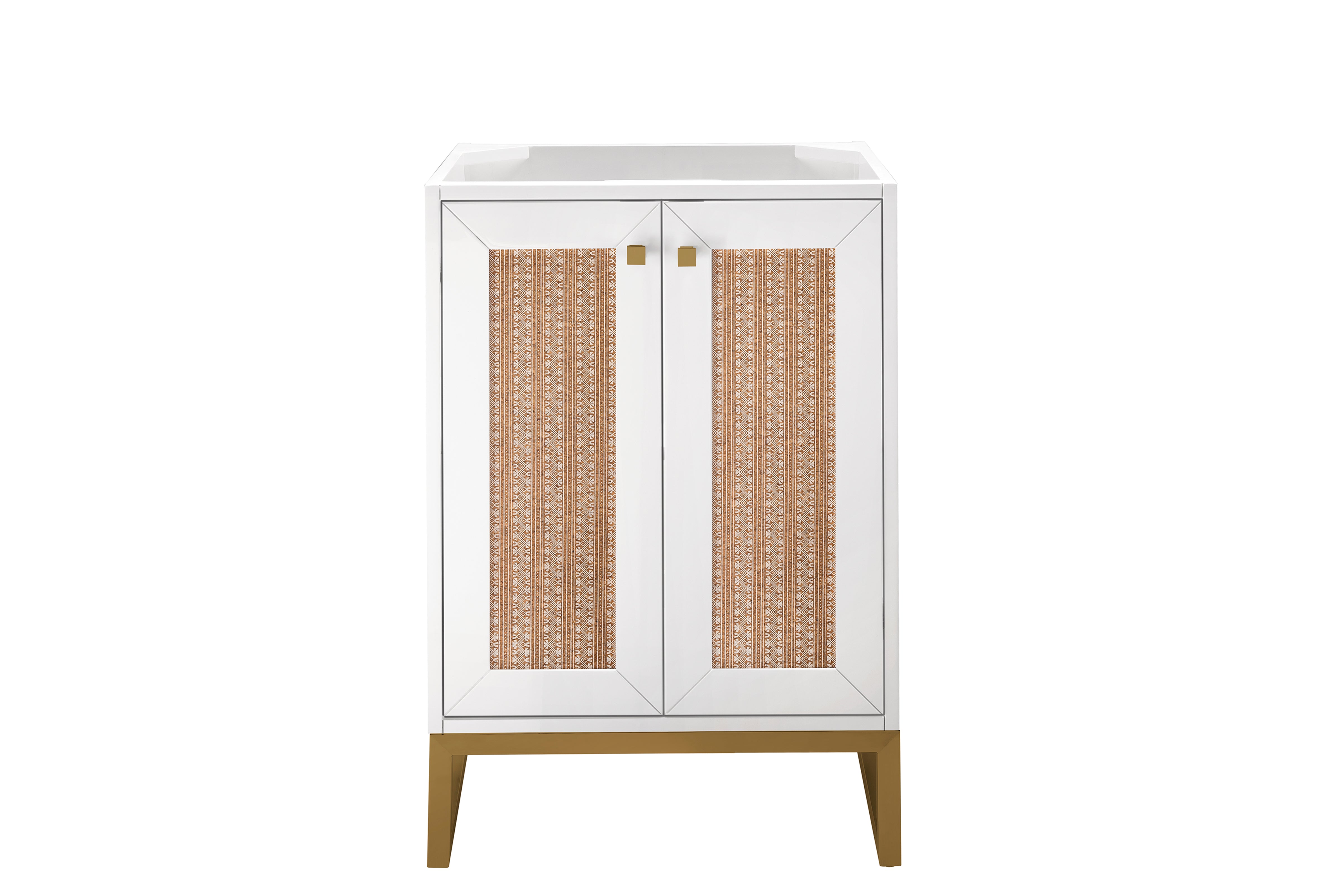 Chianti 24 Inch Single Vanity Cabinet with Soft Close Doors - Glossy White Finish & Radiant Gold Hardware for Bathroom Remodel | Modern Bathroom Storage Solution for Small Spaces