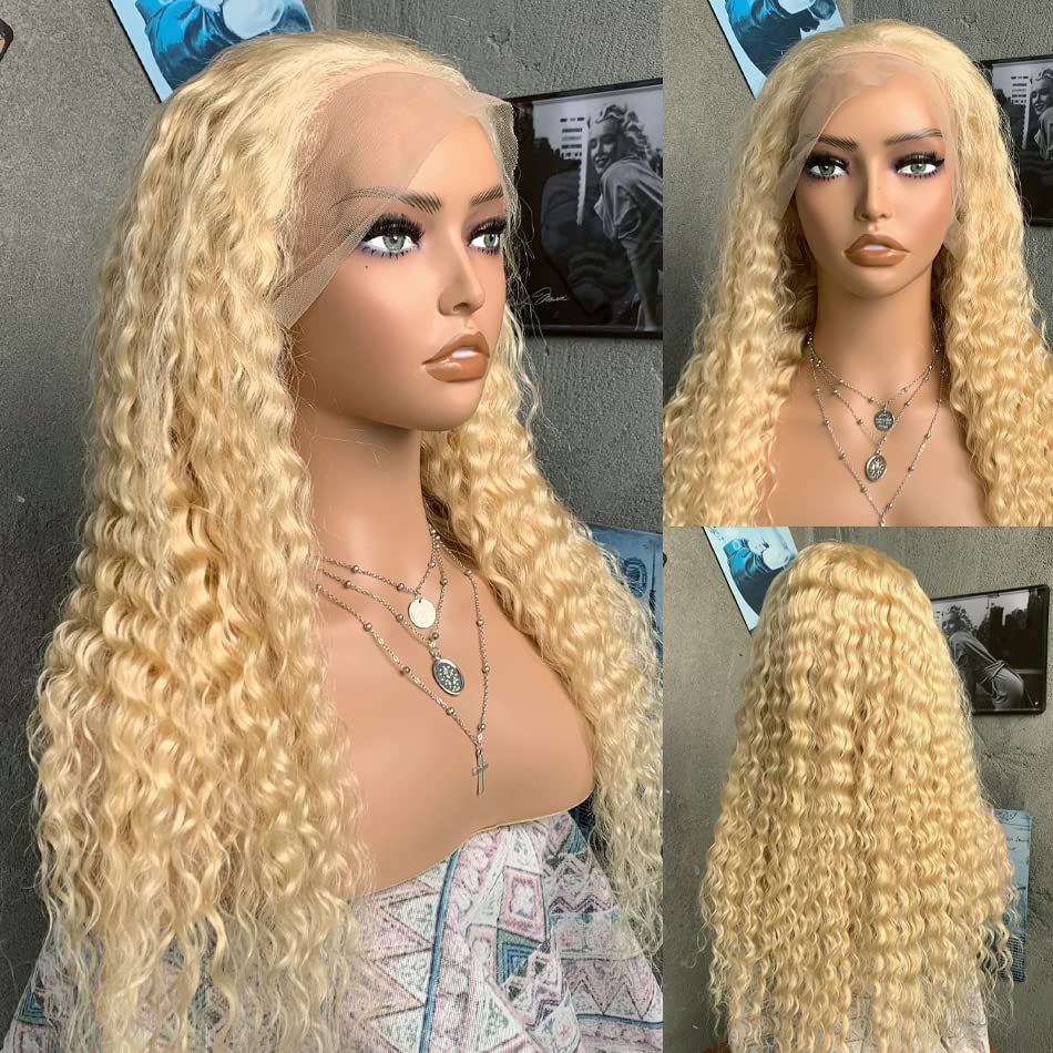 24 Inch 613 Blonde Lace Front Wig Human Hair - 13x4 Transparent HD Lace, 180% Density Deep Wave with Pre-Plucked Hairline & Baby Hair | Natural Looking HD Lace Frontal Wig for Women | Perfect for Daily Wear, Cosplay, Parties & Special Occasions