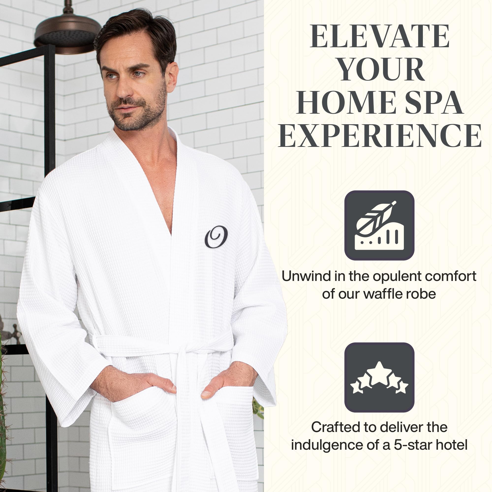 Premium Men's Cotton Waffle Bathrobe - Ultra Soft SPA Quality Lotus Linen Robe for Relaxation, Lounge & After Shower Comfort - Perfect for Home, Spa Days & Gift Giving