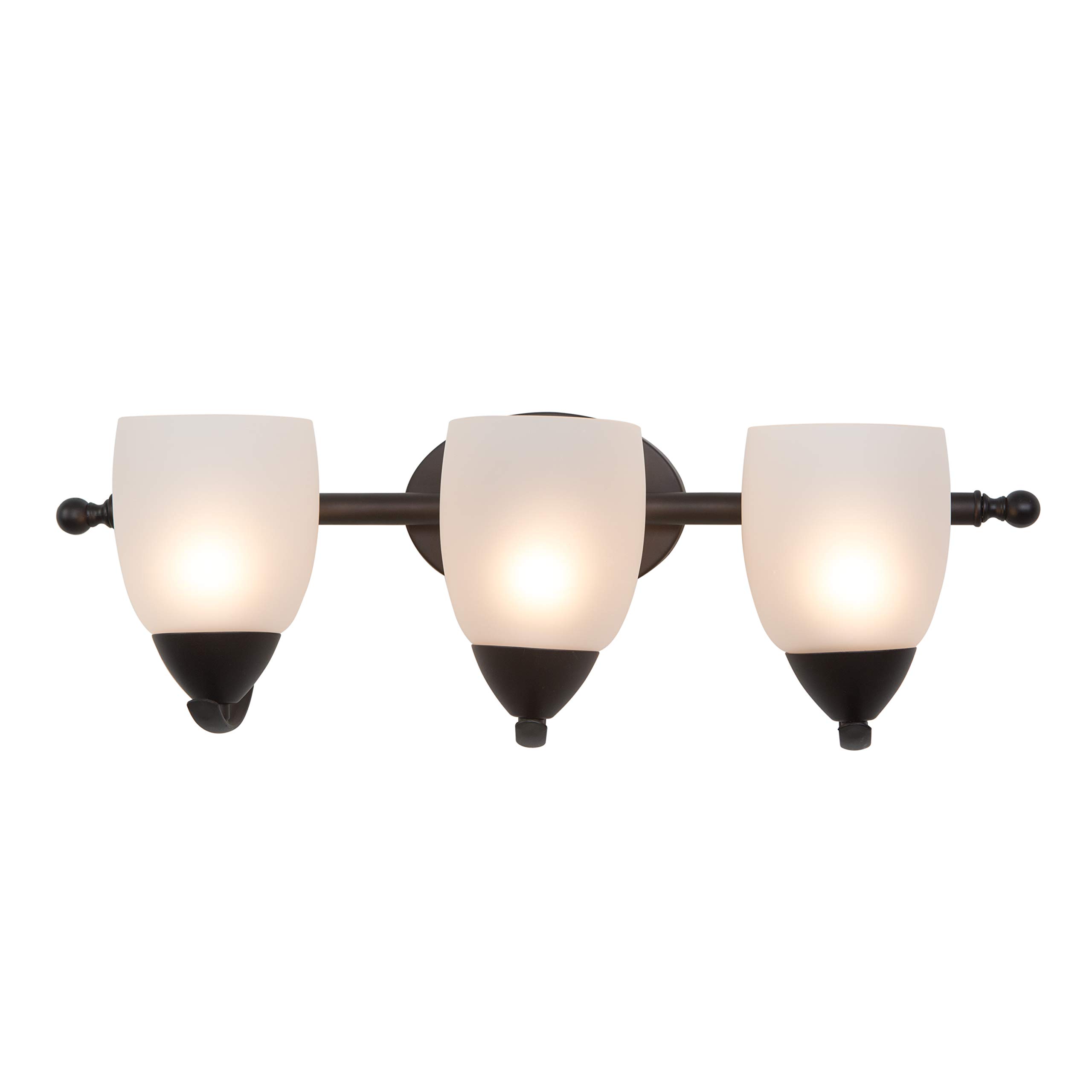 Yosemite Home Decor 1261-3V-ORB 3-Light Bathroom Vanity Light Fixture with White Etched Glass Shade in Oil Rubbed Bronze Finish - Perfect for Modern Bathrooms, Powder Rooms & Dressing Areas