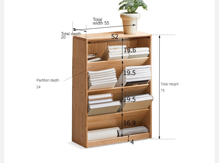 Oak Solid Wood Small Wall-Mounted Book Rack - Space-Saving Bookshelf for Living Room, Bedroom & Office Organization