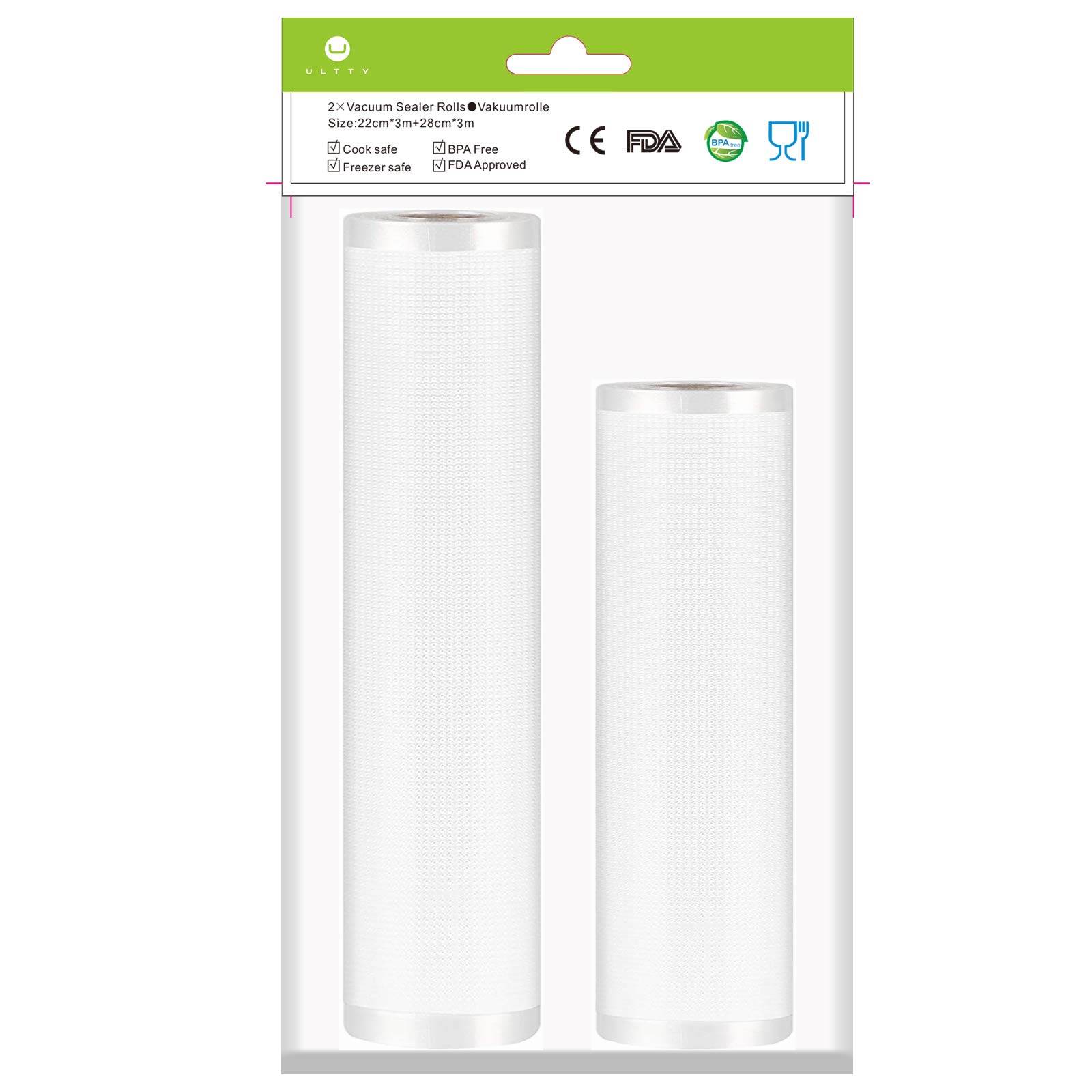 ULTTY Vacuum Sealer Bags for Food Saver - BPA-Free Vacuum Sealer Rolls (8