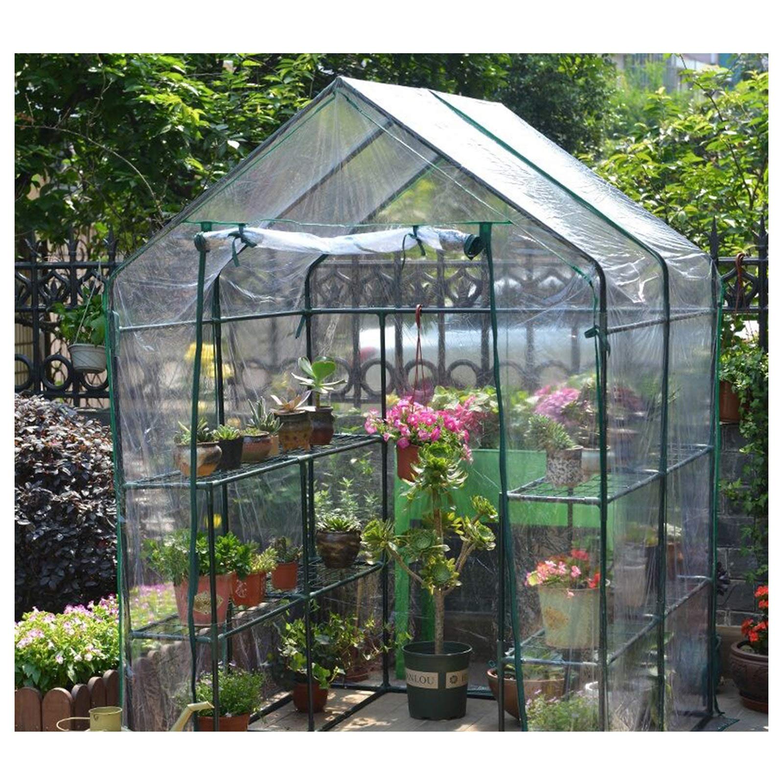 MAHFEI 2-Tier Walk-in Greenhouse for Outdoors - Removable Cover, Easy Assembly & Stable Plant Stand - Perfect for Patio Gardening, Seed Starting & Winter Plant Protection - Insulated Anti-Frost Greenhouse Tent for Herbs, Flowers & Vegetables