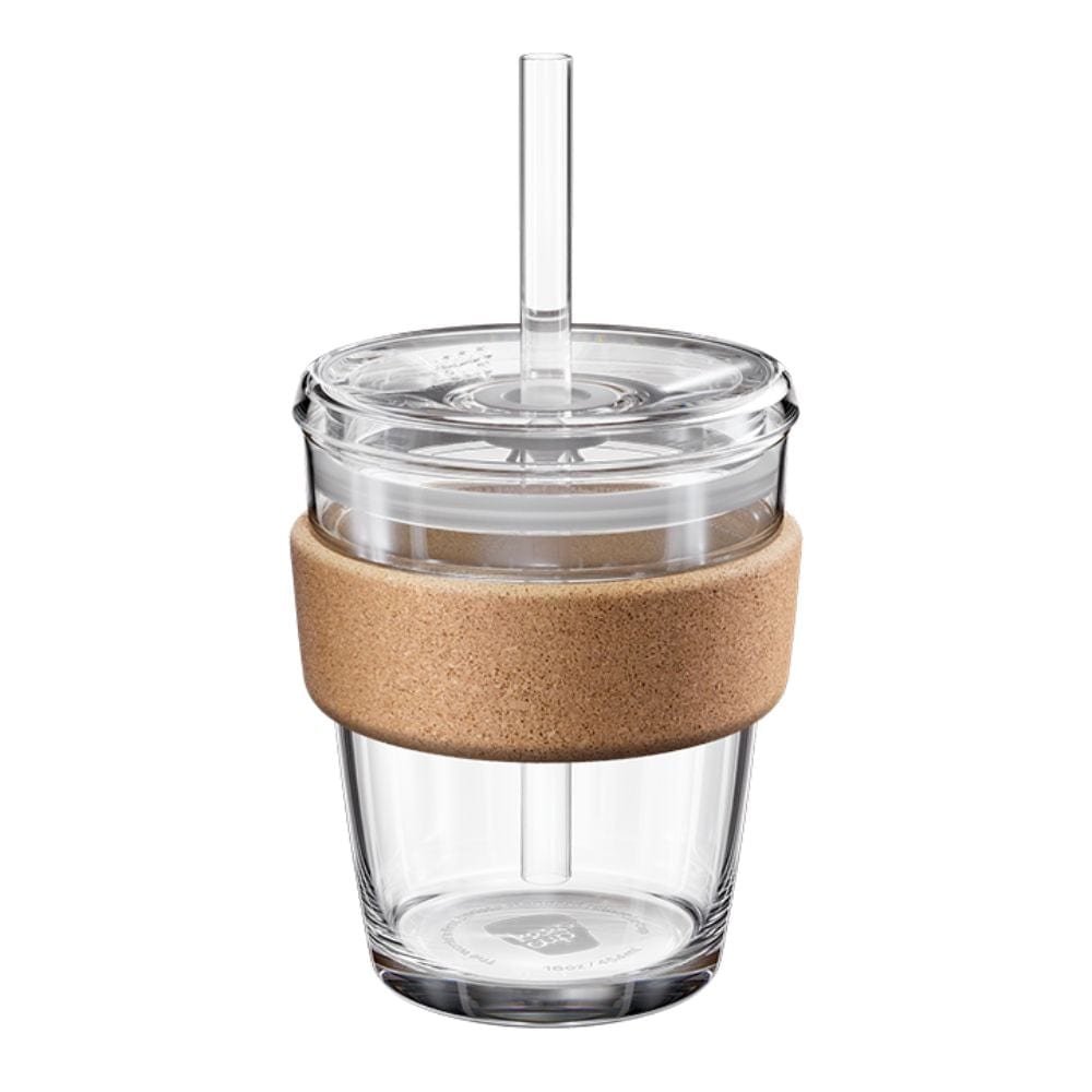 KeepCup Reusable Glass Coffee Cup with Cork Sleeve - Perfect for Iced Coffee, Cold Brew & Eco-Friendly Hot Beverages at Home, Office or Travel