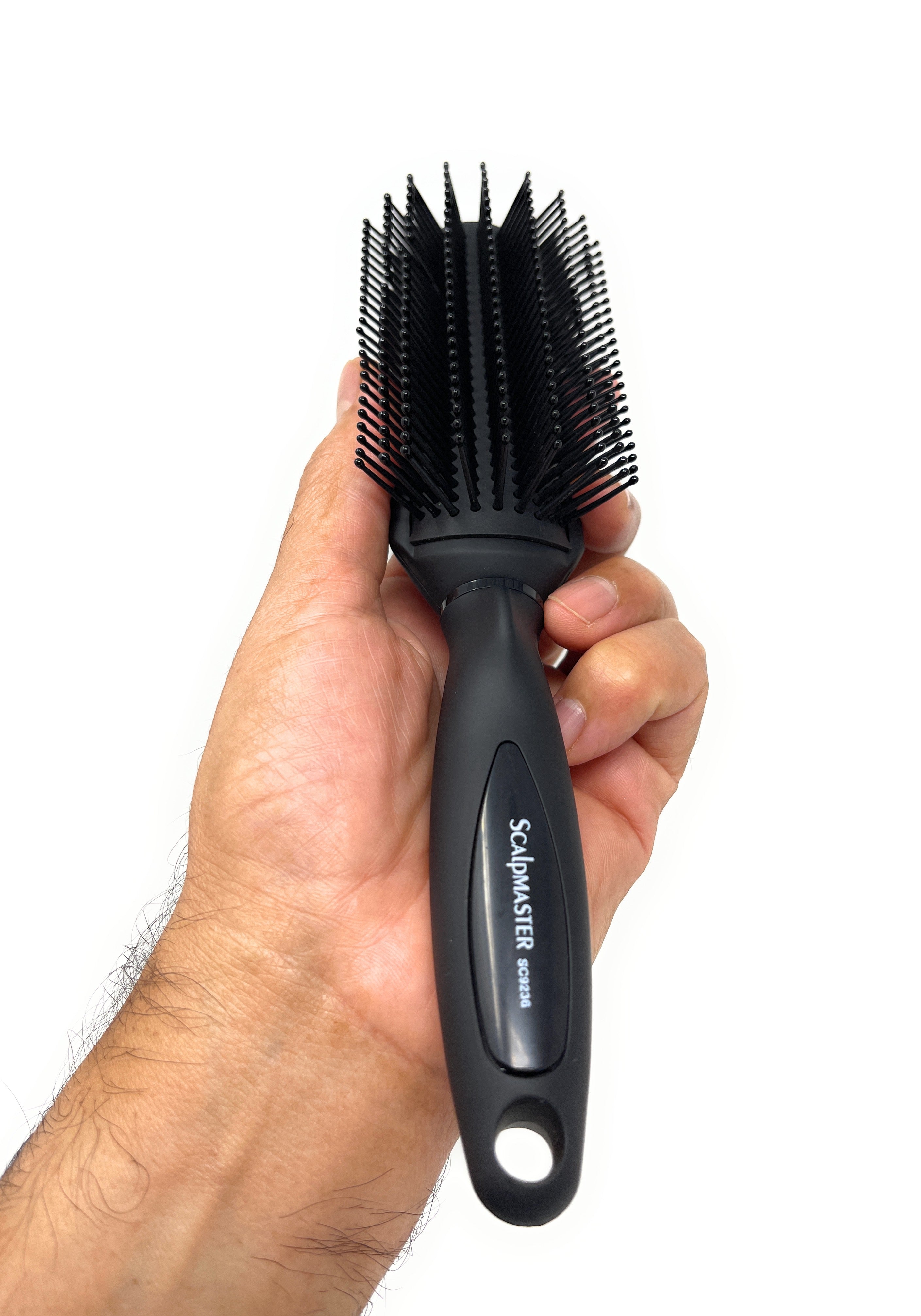 Scalpmaster Rubberized Base Hair Brush for Curly & Wavy Hair - Detangling & Styling Tool for Smooth, Frizz-Free Hair (Black, 1-Pack) - Perfect for Home & Salon Use