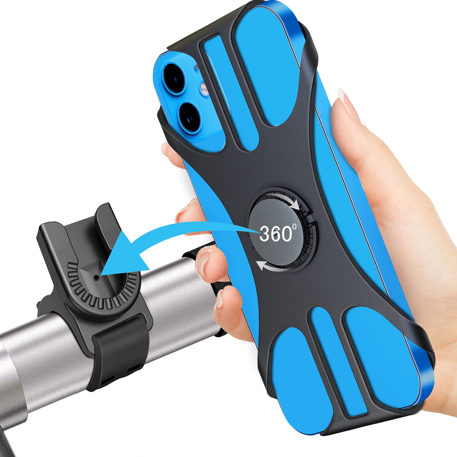 Universal 360° Rotatable Bike Phone Mount - Detachable Bicycle & Motorcycle Phone Holder for 4