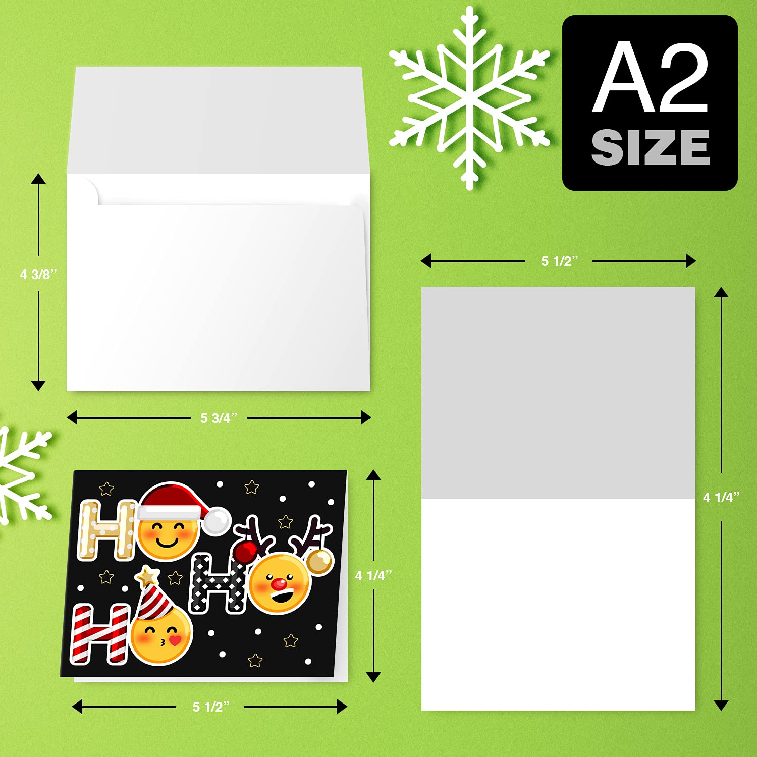 Funny Emoji Christmas Cards & Envelopes Set - 25 Cute Holiday Greeting Cards (4.25