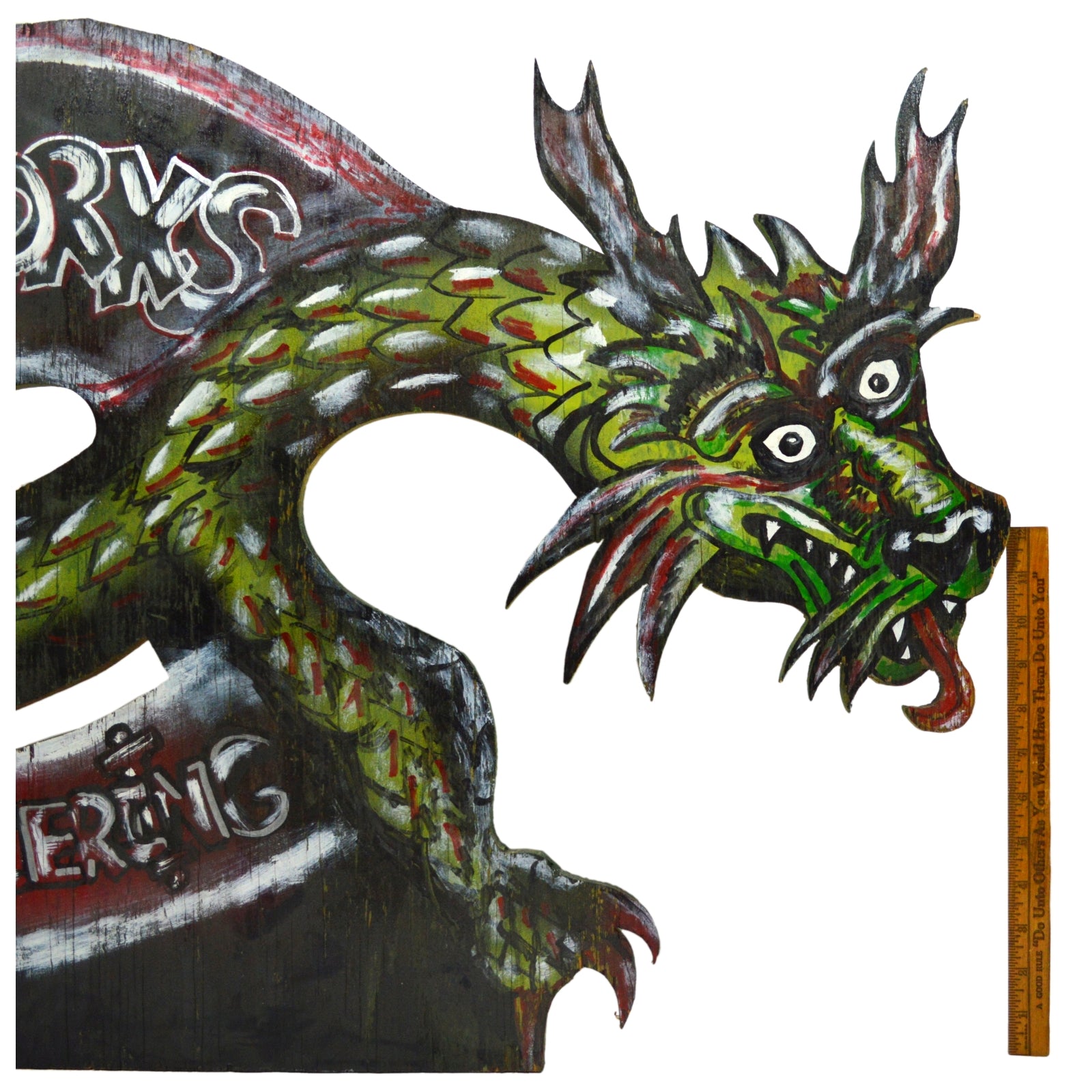Unique Handmade OOAK Ink Works Tattoo & Piercing Sign - 48 Dragon Design - Perfect for Tattoo Parlors, Body Art Studios & Alternative Decor