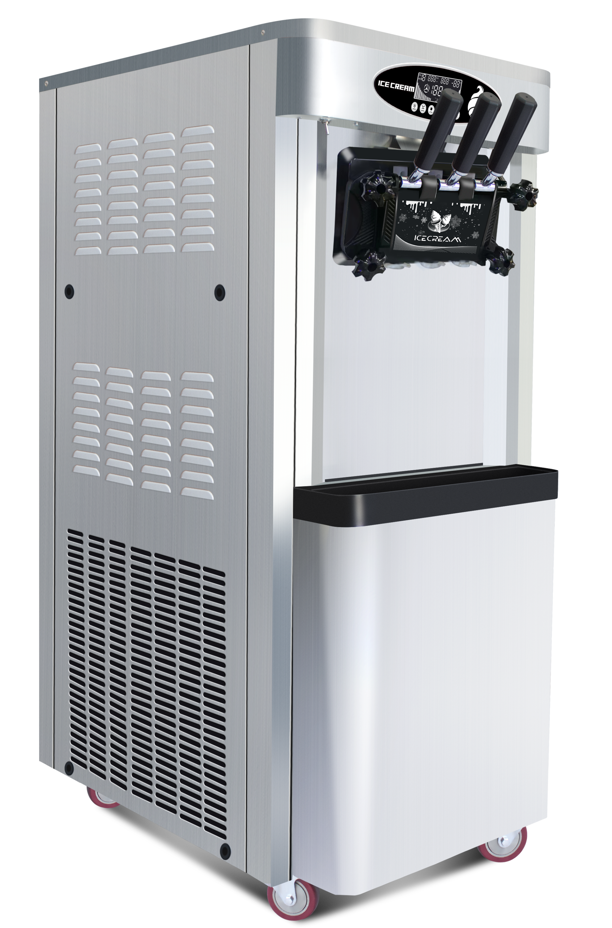 Commercial Soft Serve Ice Cream Machine - 25-30L/H Production, 2000W Power, 2x6L Hoppers for Restaurants & Snack Shops - Triple Flavor Dispenser for Dessert Bars, Cafes & Ice Cream Parlors