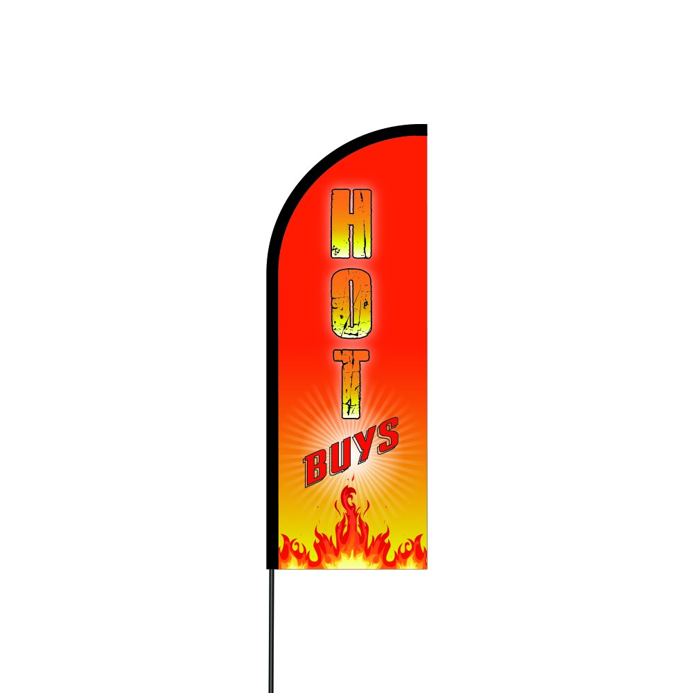 11' Feather Flag Flex Banner with Carbon Composite Pole Kit - Heavy Duty Outdoor Advertising for Car Dealerships, Grand Openings & Events (Model: 04-SRW1-21ZU)
