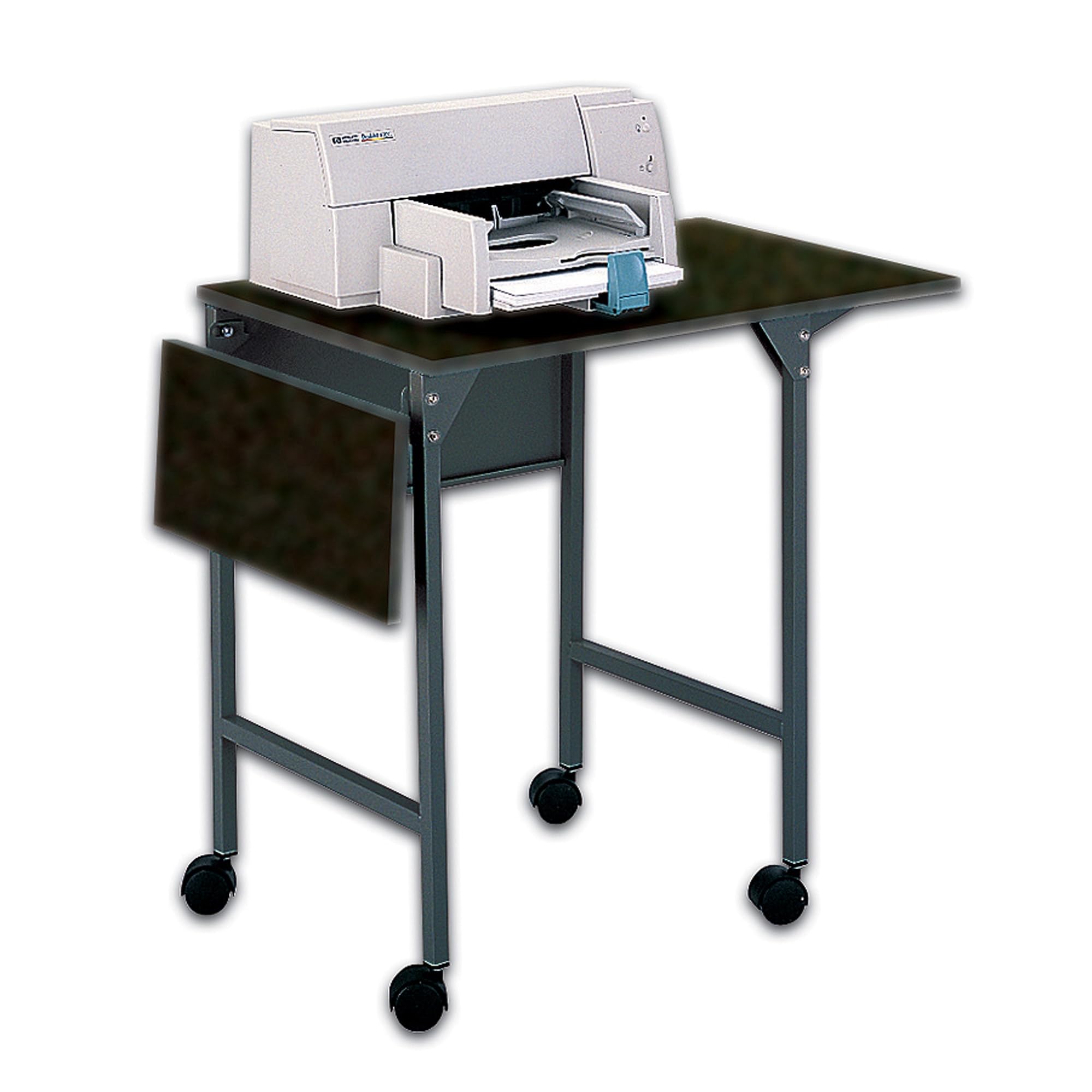Safco 1876BL Black Adjustable Machine Stand Desk with Drop Leaves - Perfect for Sewing, Crafting & Office Workspaces