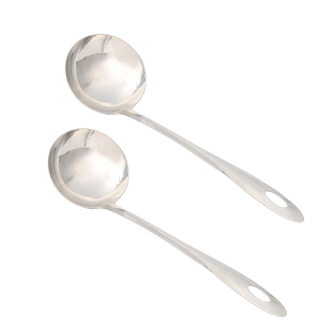 uxcell 12.8 Inch Stainless Steel Soup Ladle - Long Handle Kitchen Utensil for Cooking, Serving & Dining (2-Pack, Silver) - Perfect for Restaurants, Catering & Home Kitchens