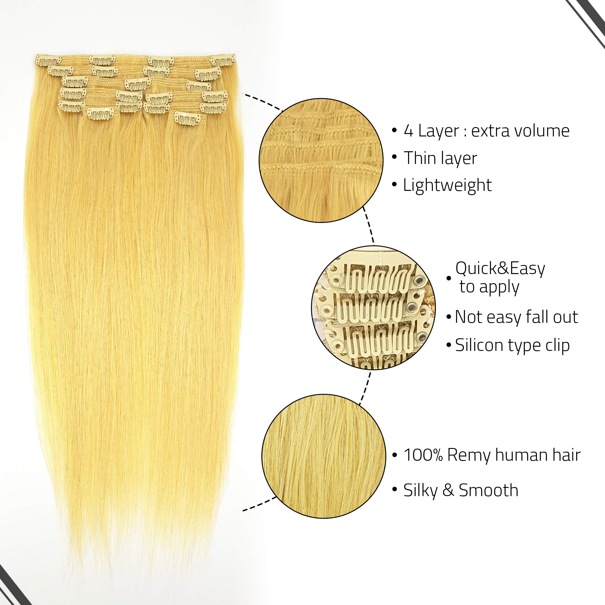 100% Human Remy Hair Clip In Extensions – 9 Piece 18