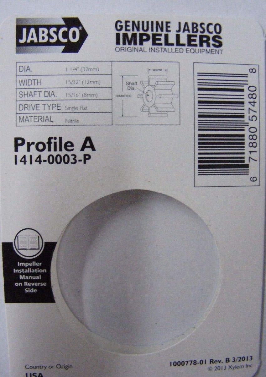 Jabsco 1414-0003-P 6-Blade Nitrile Flexible Impeller 