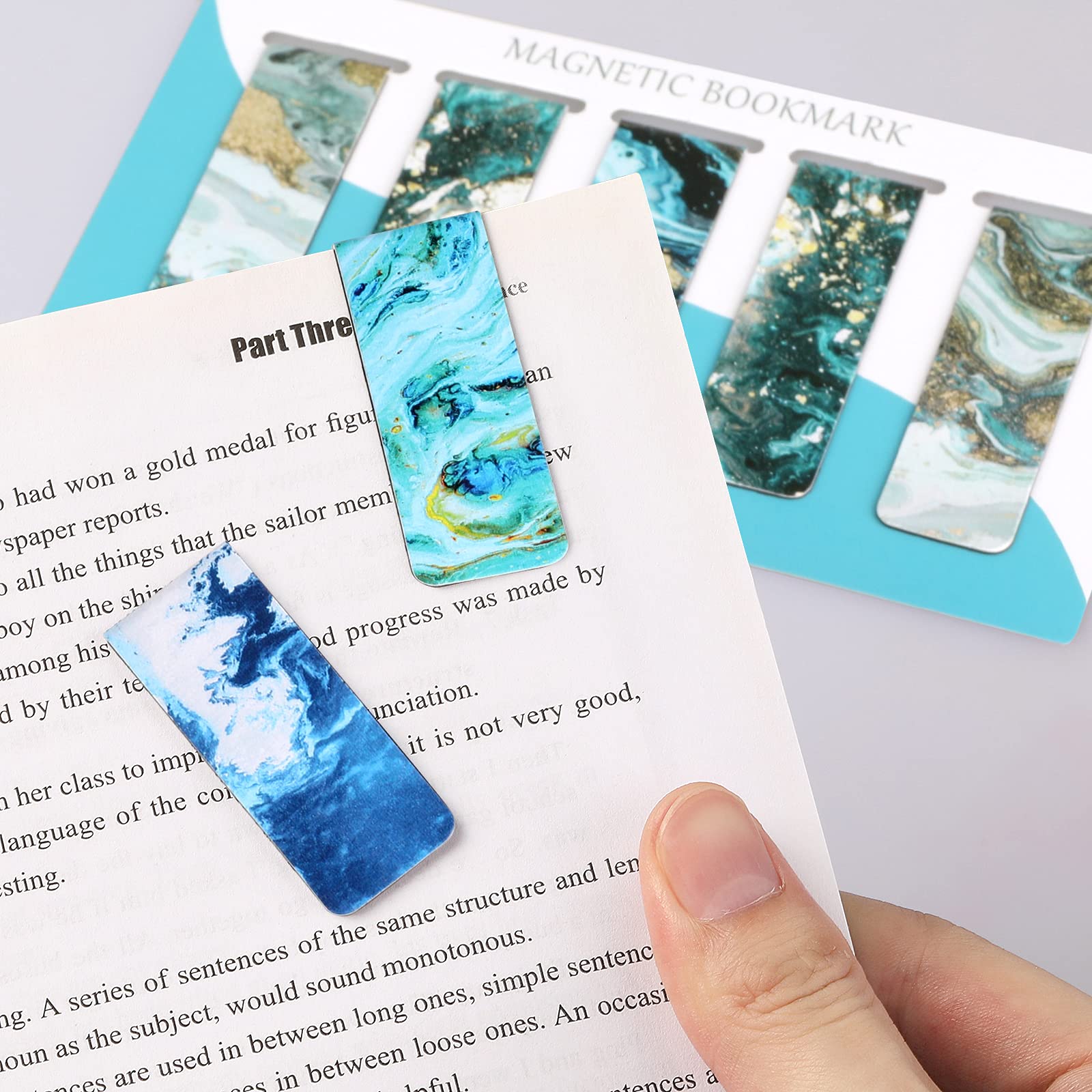 15 Pack Magnetic Bookmarks for Women & Men - Unique Page Markers for Book Lovers, Students & Teachers - Ocean Theme Reading Accessories for Books, Journals & Notebooks