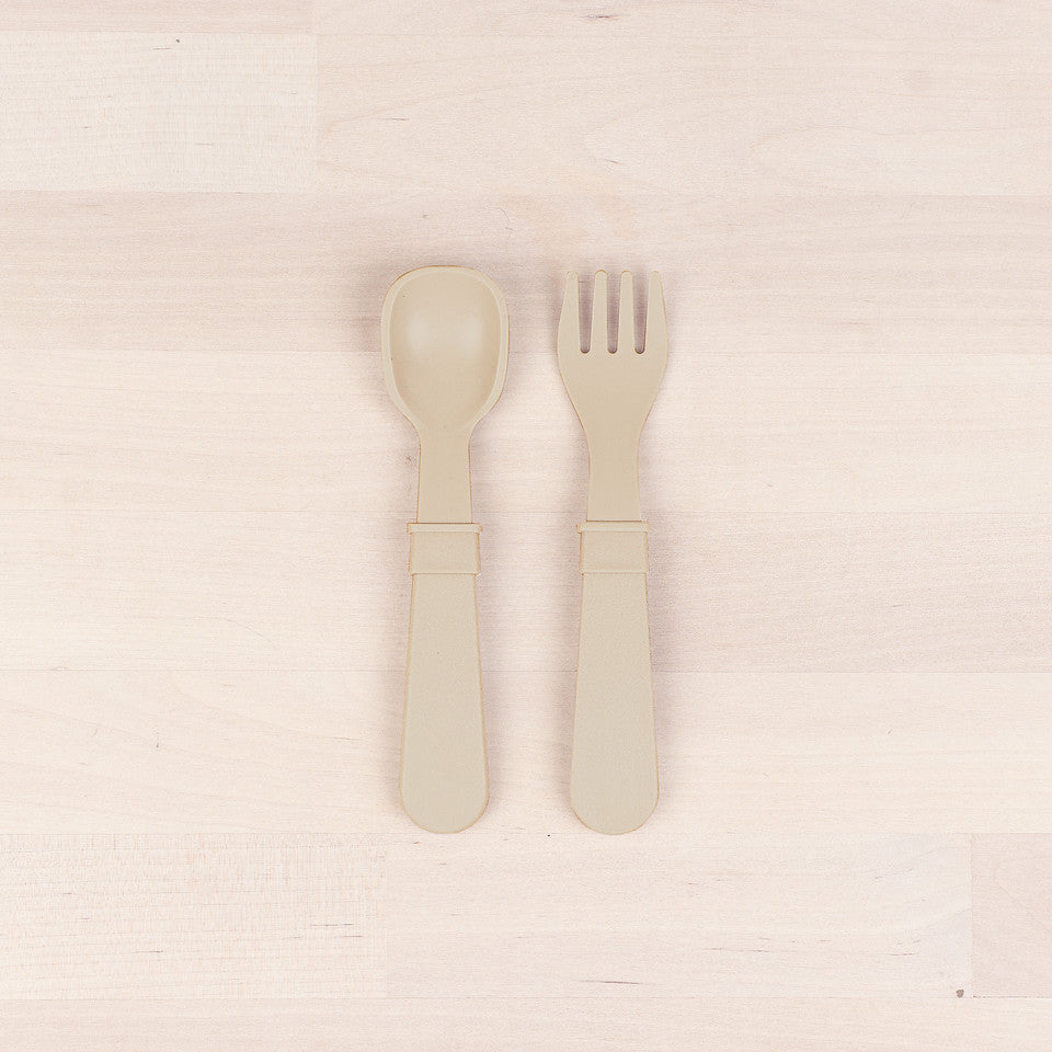 Re Play Fork & Spoon Set - BPA-Free Toddler Utensils for Kids - Durable Plastic Baby Feeding Set for Travel, Daycare & Home Use