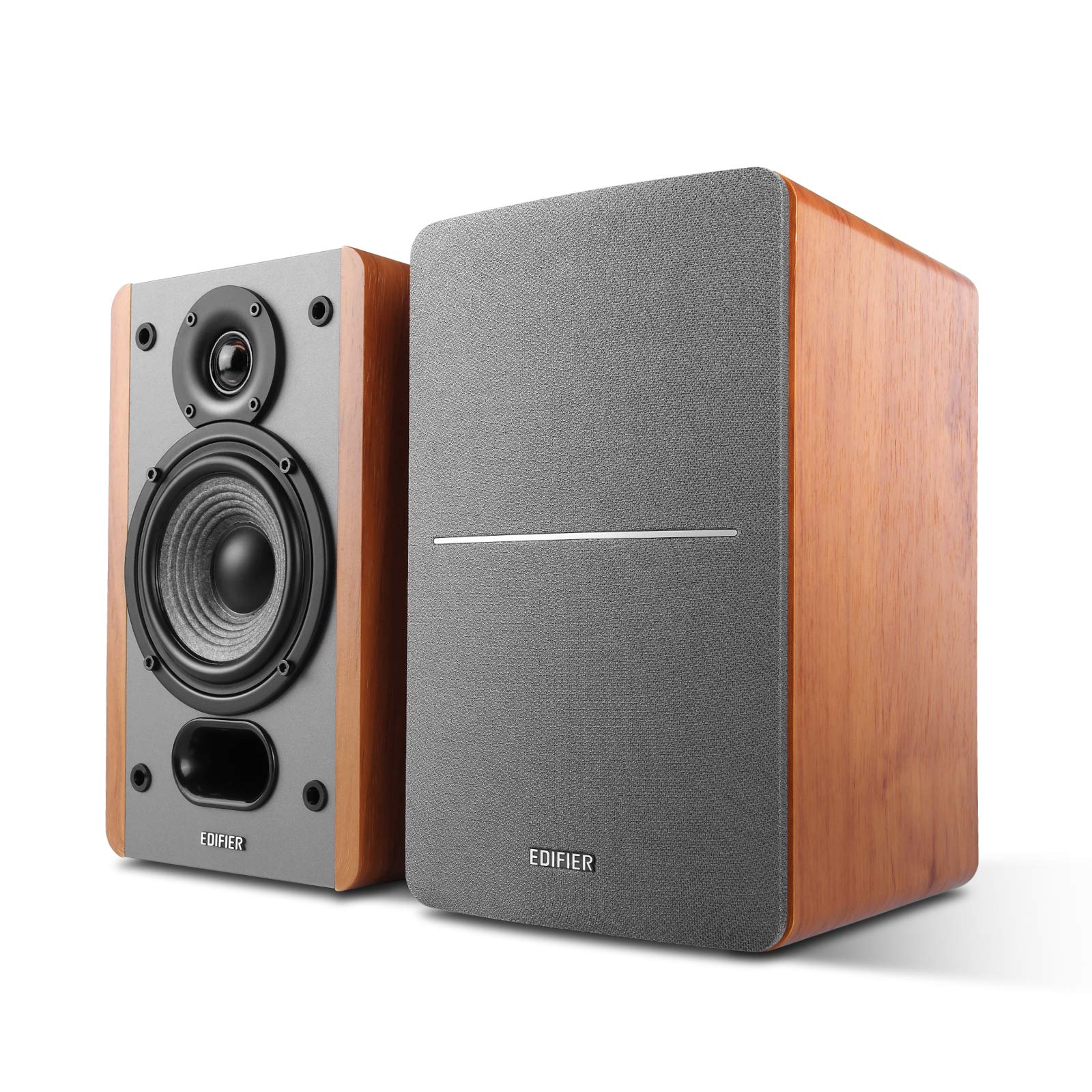Edifier P12 Passive Bookshelf Speakers - 2-Way Hi-Fi Stereo Sound with Wall-Mount Brackets - Natural Wood Finish - Requires Amplifier - Perfect for Home Theater, Music Listening & Gaming Setup