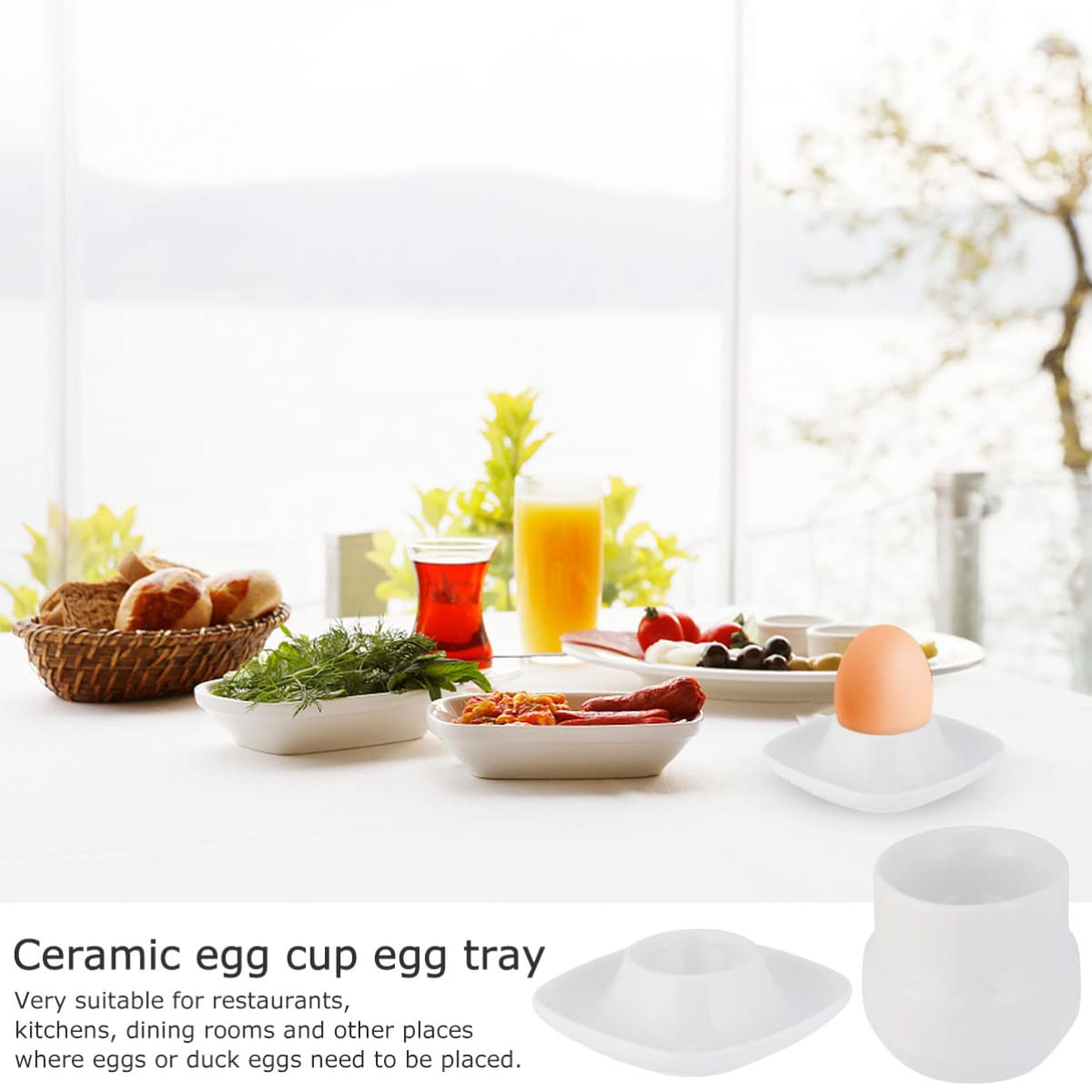 Hemoton 2-Pack Ceramic Egg Cups - Elegant Egg Holders for Soft-Boiled Eggs, Practical Kitchen Tools for Breakfast, Dining & Home Decor (White) | Perfect for Easter, Brunch & Stylish Table Settings