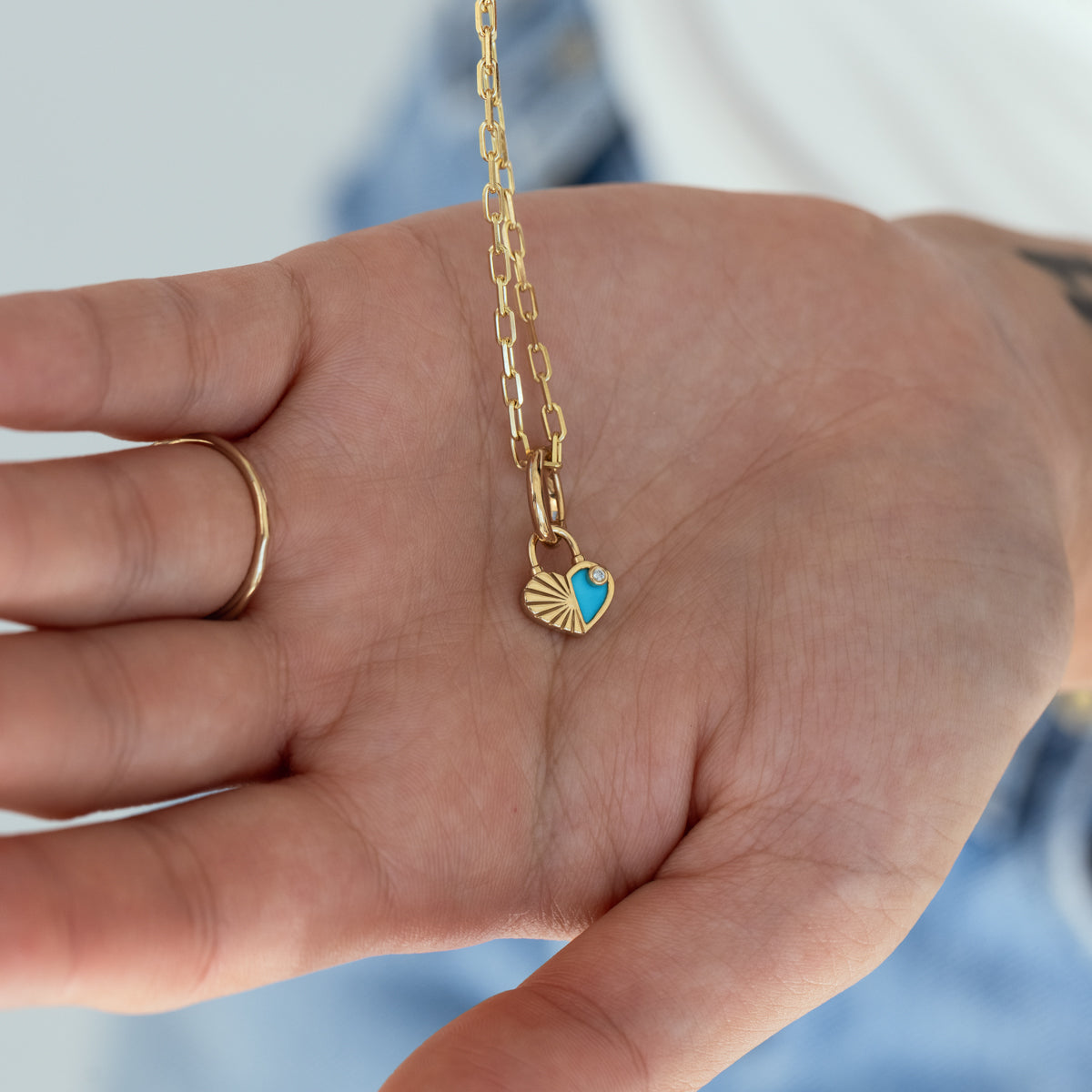 Half Turquoise Heart Charm Pendant - Elegant Jewelry for Necklaces & Bracelets - Perfect for Gifts, Weddings & Everyday Wear